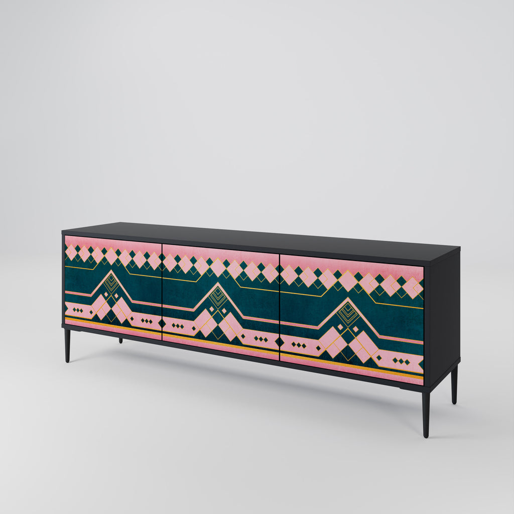 Mueble de TV de 3 puertas ROYAL COMPOSITION en acabado negro