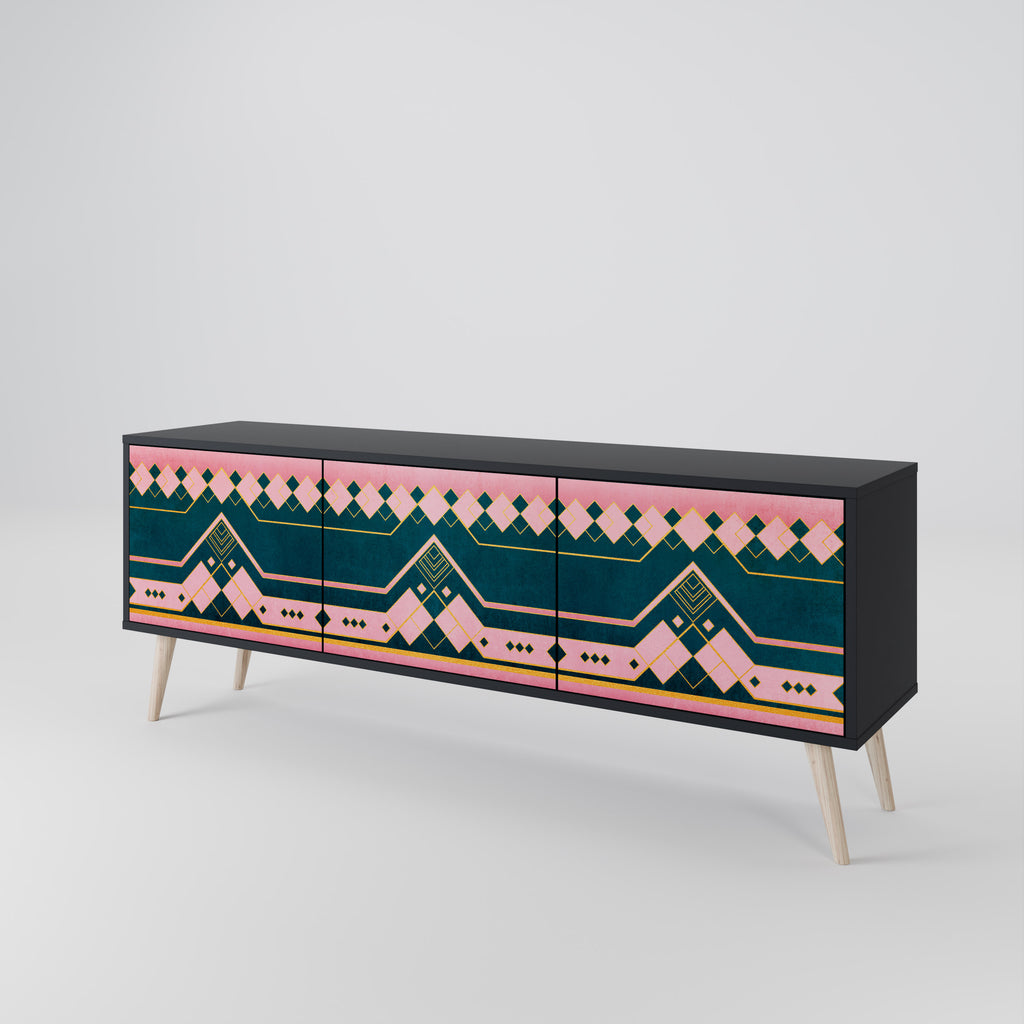 Mueble de TV de 3 puertas ROYAL COMPOSITION en acabado negro