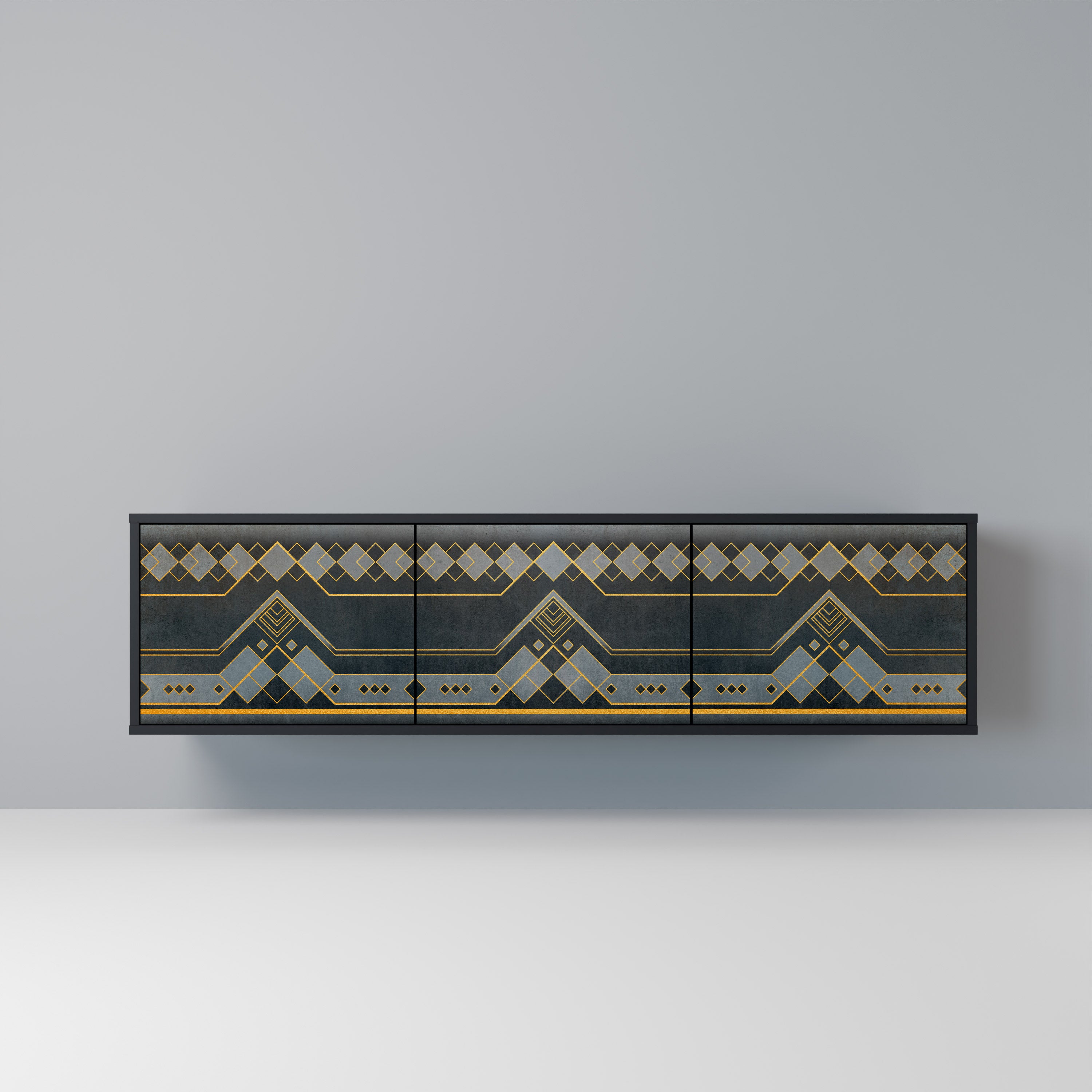 Mueble de TV de 3 puertas ROYAL ORDINARINESS en acabado negro