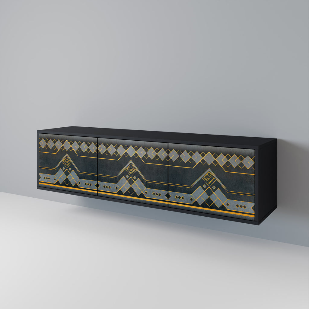 Mueble de TV de 3 puertas ROYAL ORDINARINESS en acabado negro