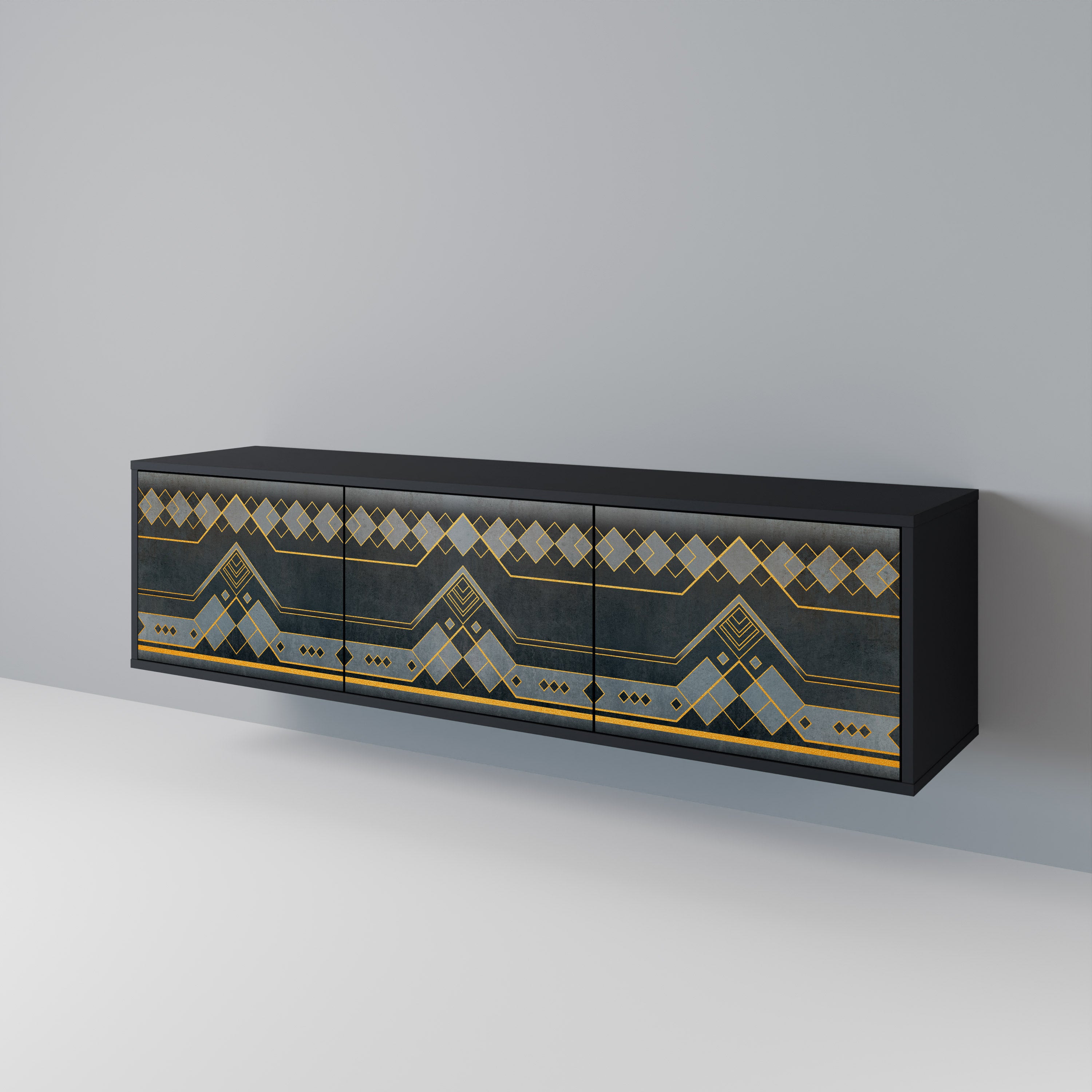 Mueble de TV de 3 puertas ROYAL ORDINARINESS en acabado negro
