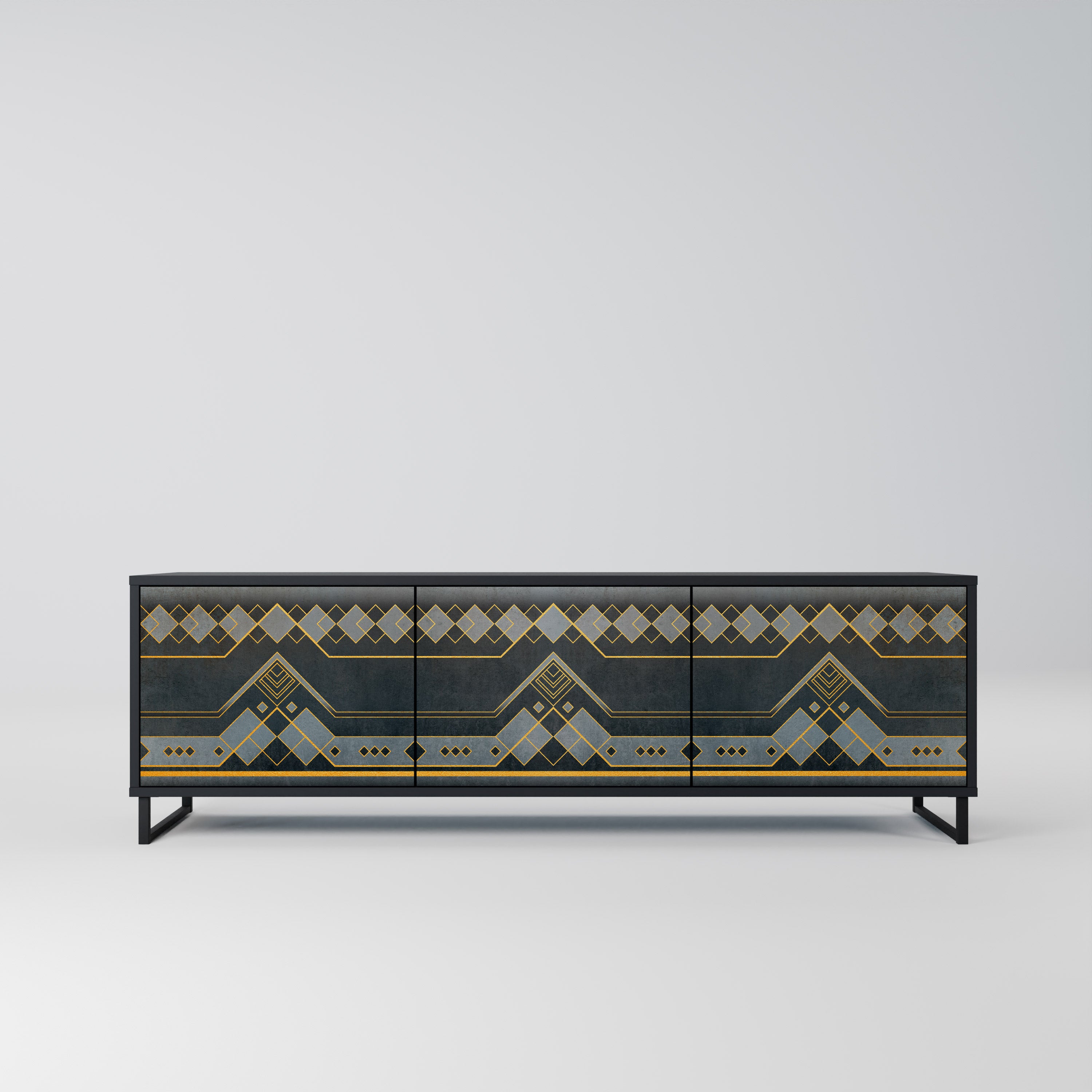 Mueble de TV de 3 puertas ROYAL ORDINARINESS en acabado negro