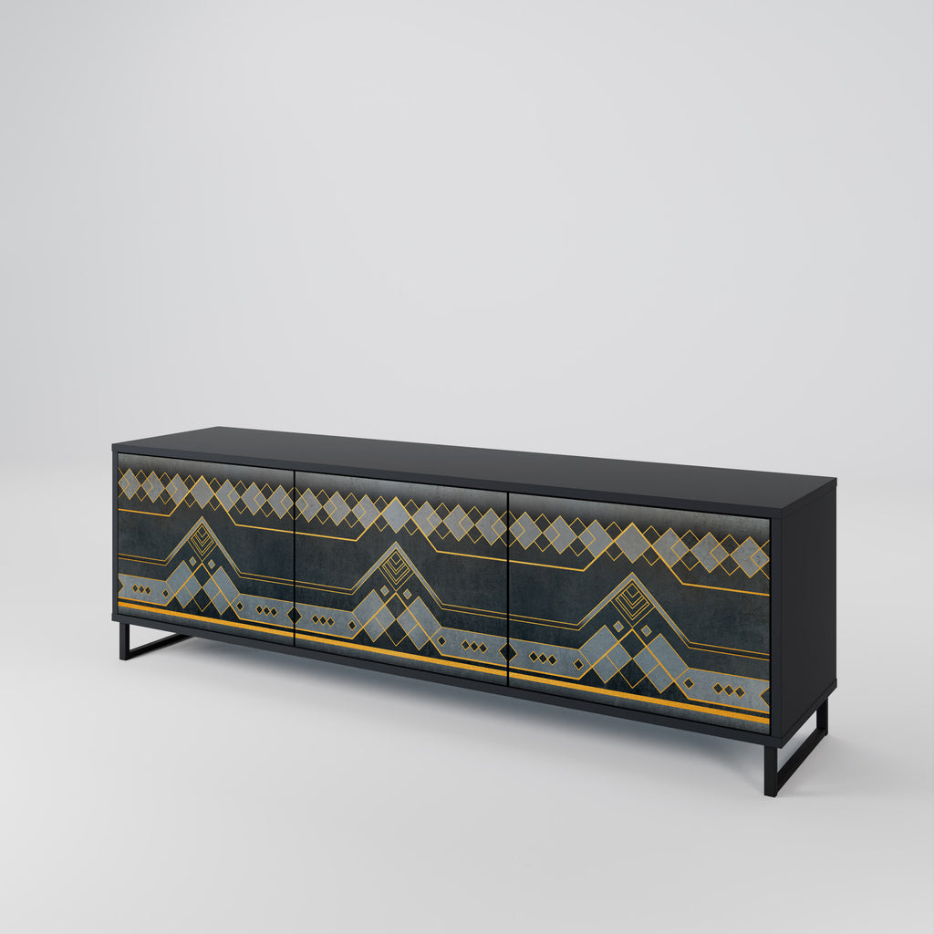 Mueble de TV de 3 puertas ROYAL ORDINARINESS en acabado negro