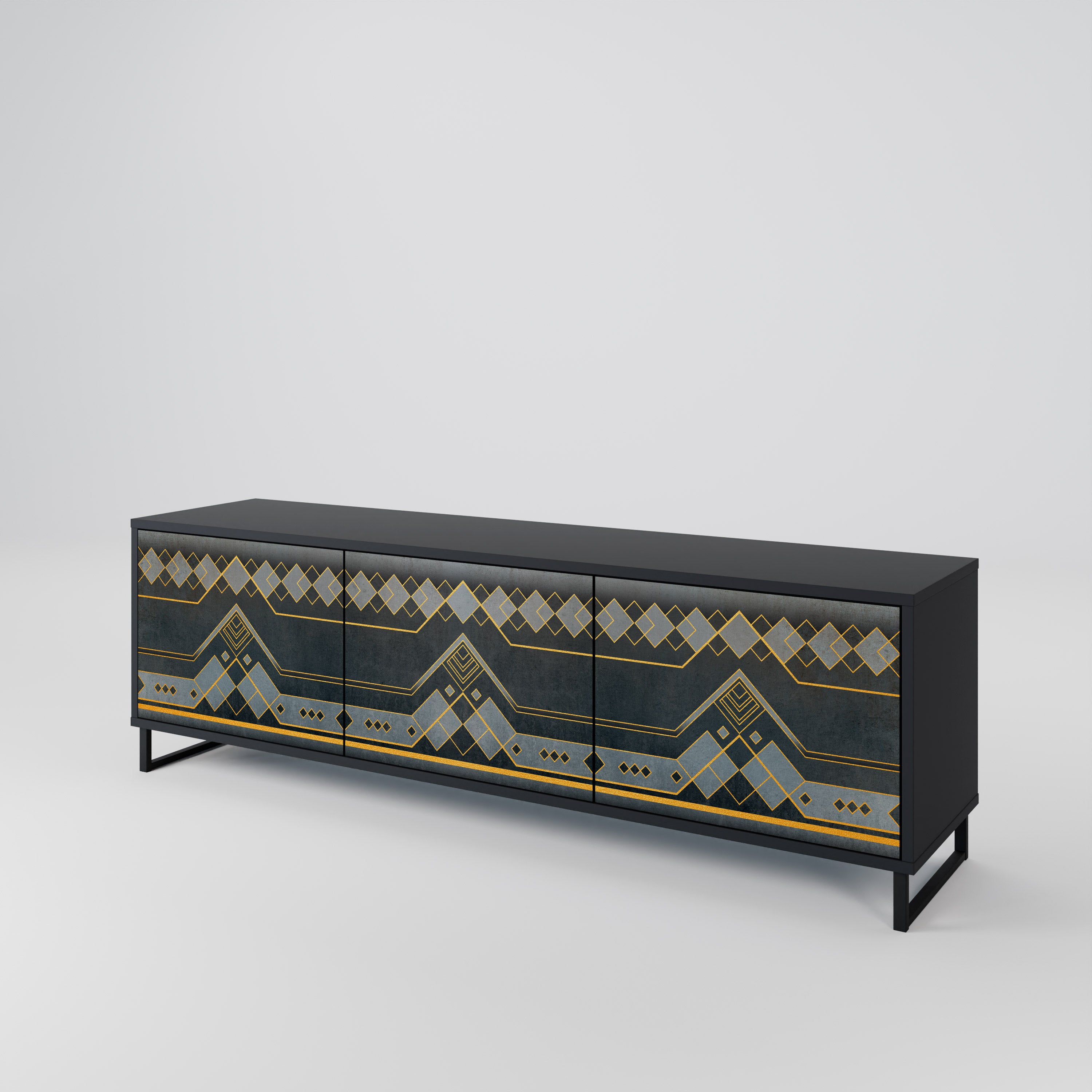 Mueble de TV de 3 puertas ROYAL ORDINARINESS en acabado negro