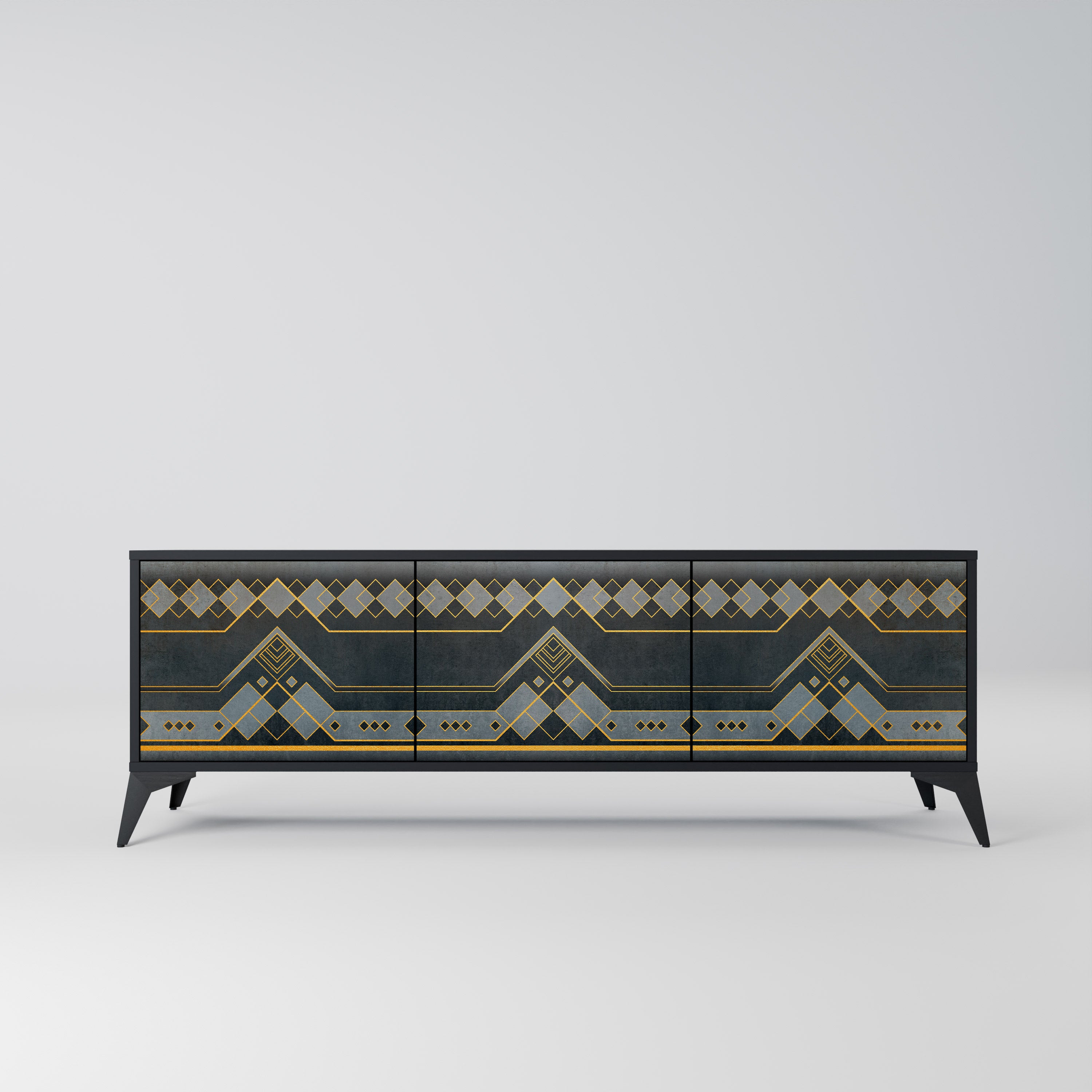 Mueble de TV de 3 puertas ROYAL ORDINARINESS en acabado negro