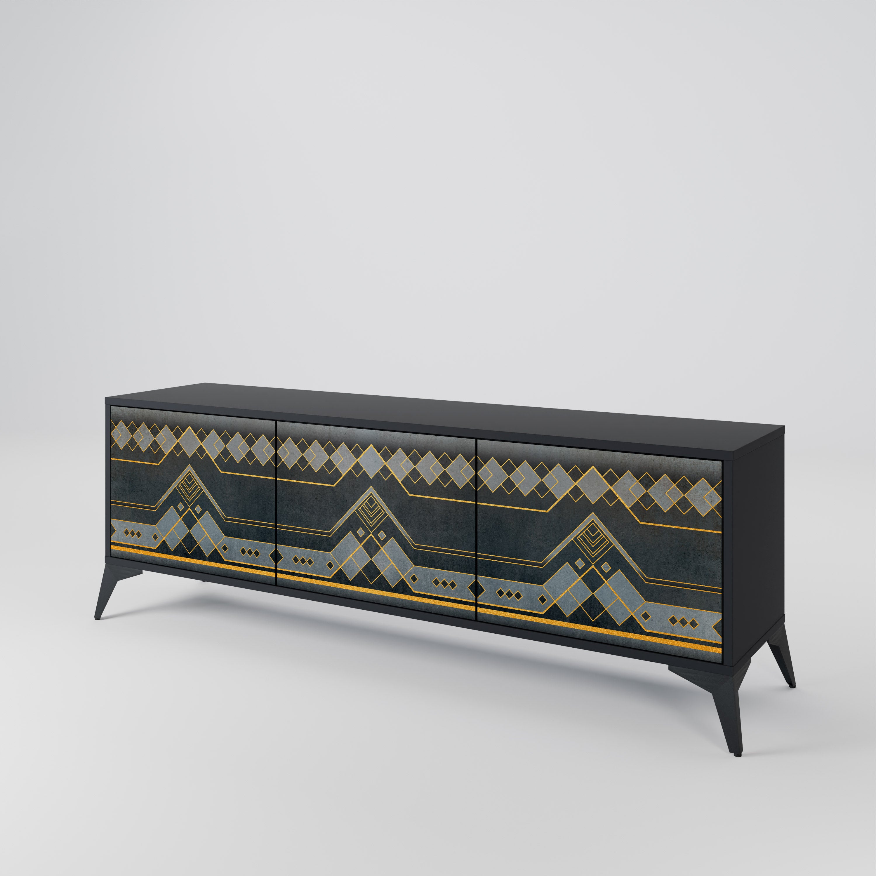 Mueble de TV de 3 puertas ROYAL ORDINARINESS en acabado negro