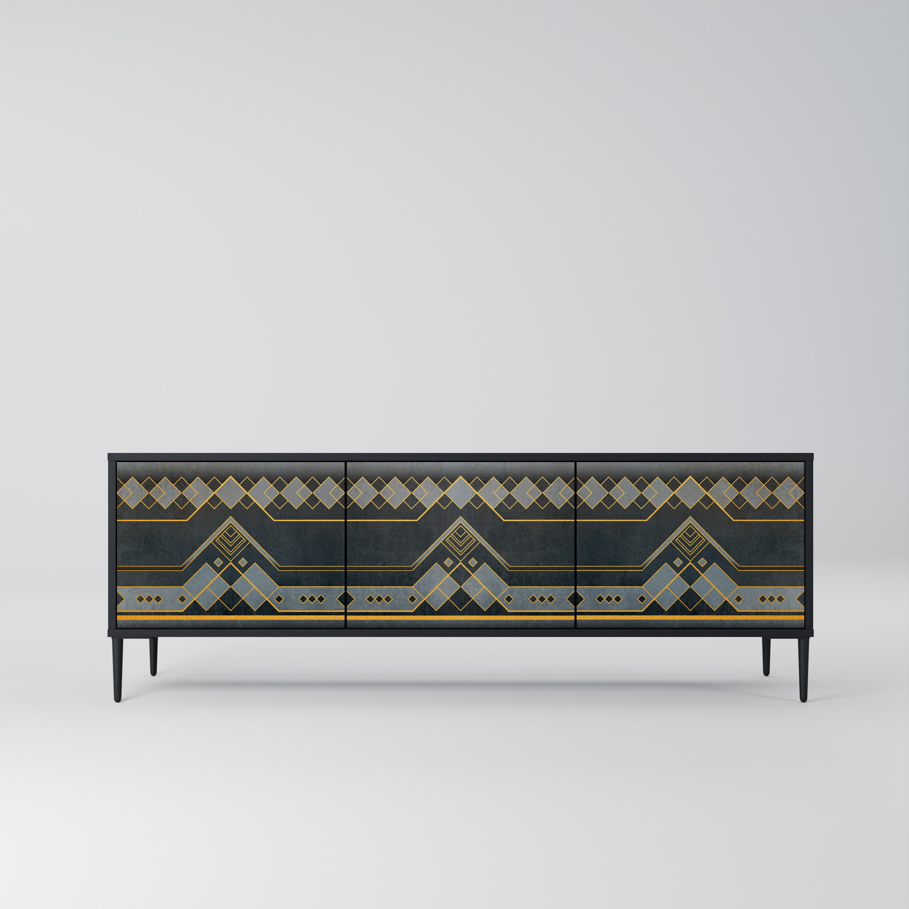 Mueble de TV de 3 puertas ROYAL ORDINARINESS en acabado negro