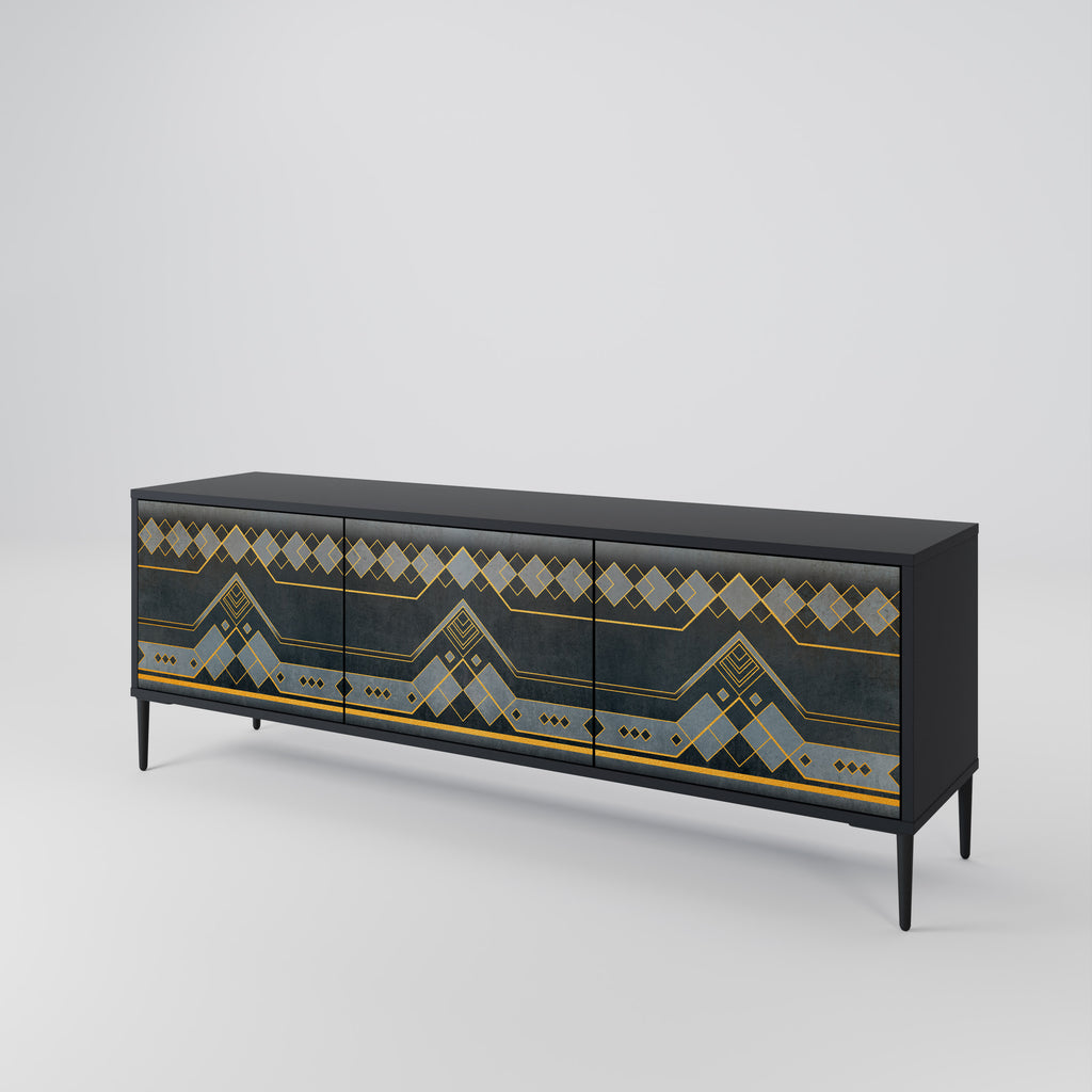 Mueble de TV de 3 puertas ROYAL ORDINARINESS en acabado negro