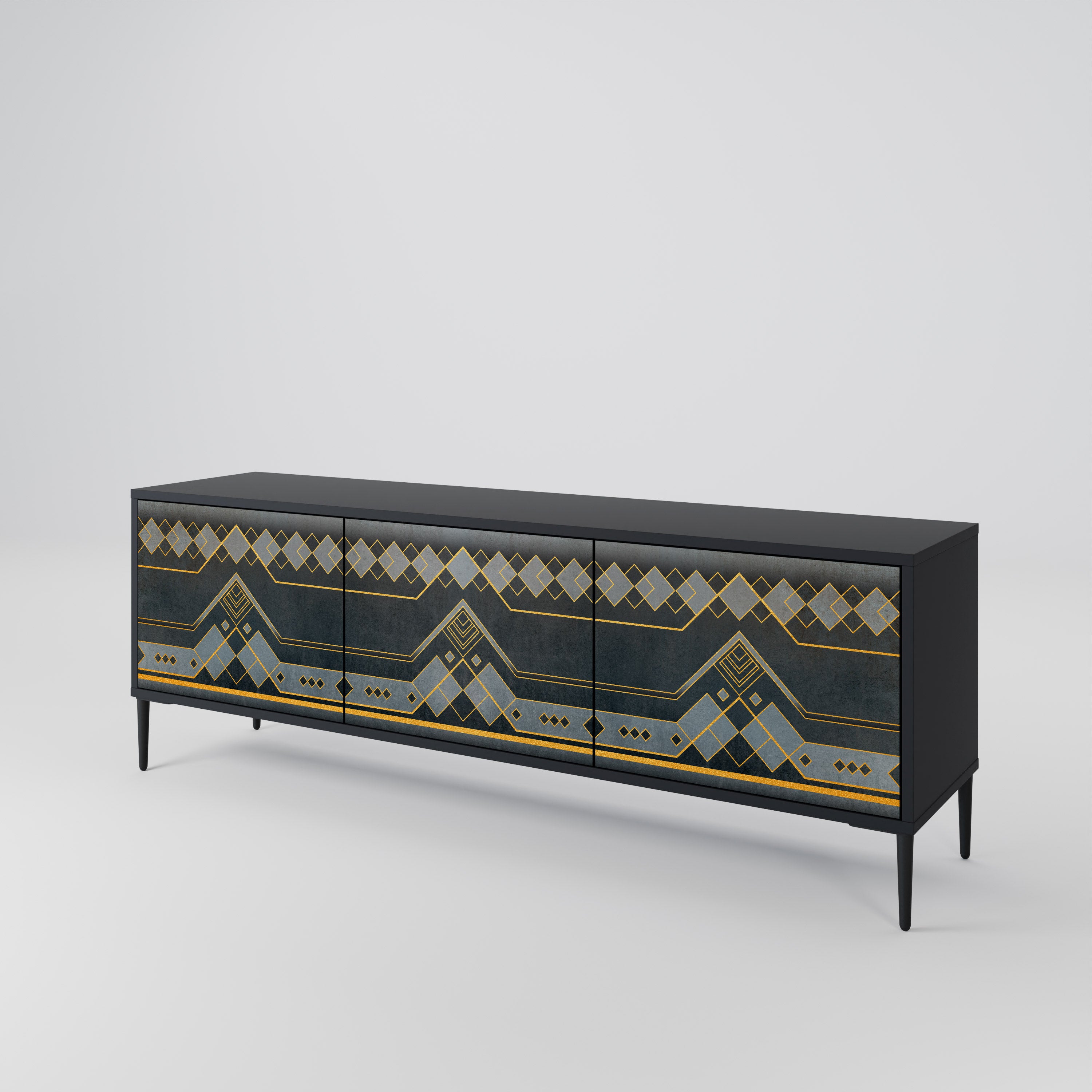 Mueble de TV de 3 puertas ROYAL ORDINARINESS en acabado negro