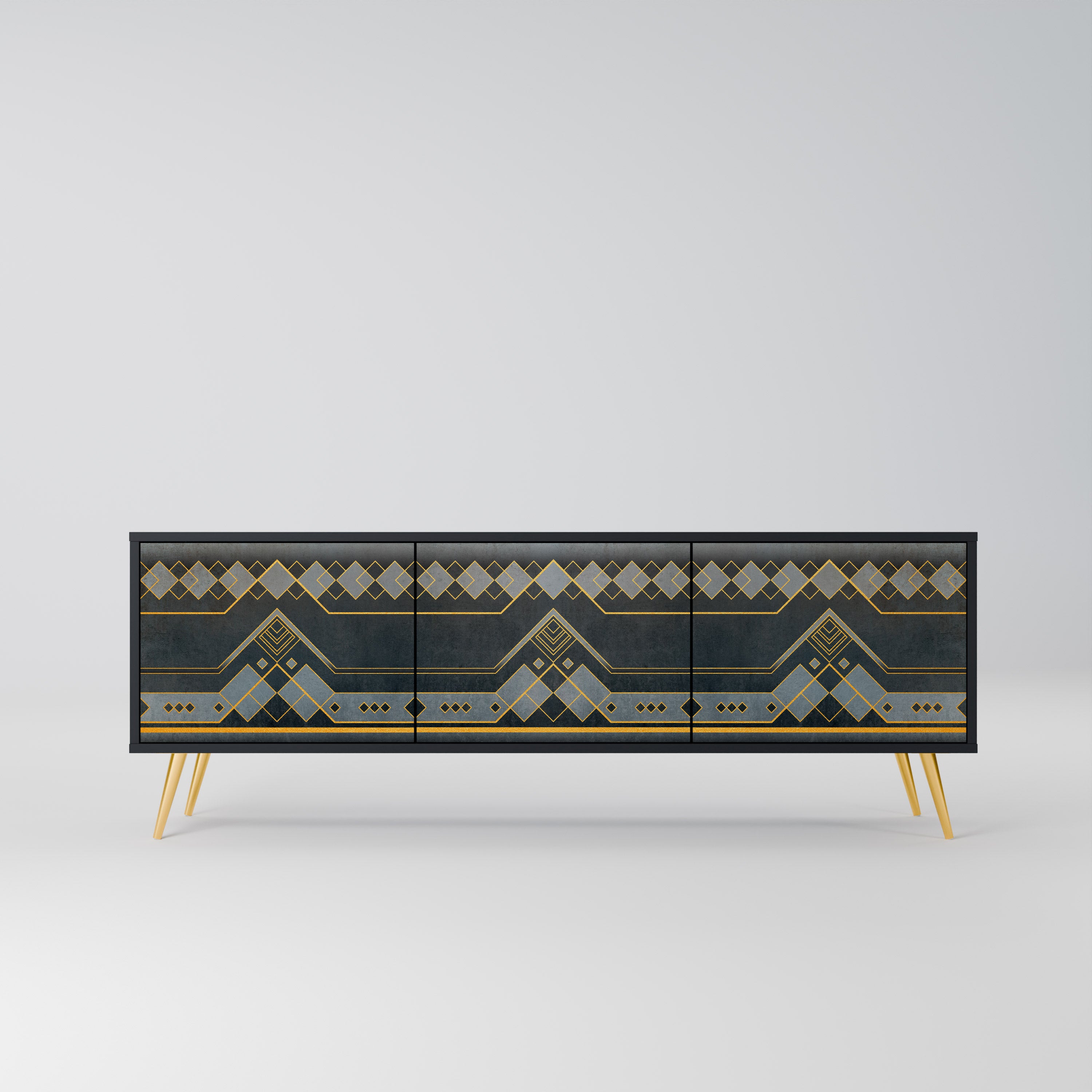Mueble de TV de 3 puertas ROYAL ORDINARINESS en acabado negro