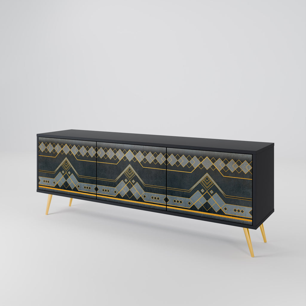 Mueble de TV de 3 puertas ROYAL ORDINARINESS en acabado negro