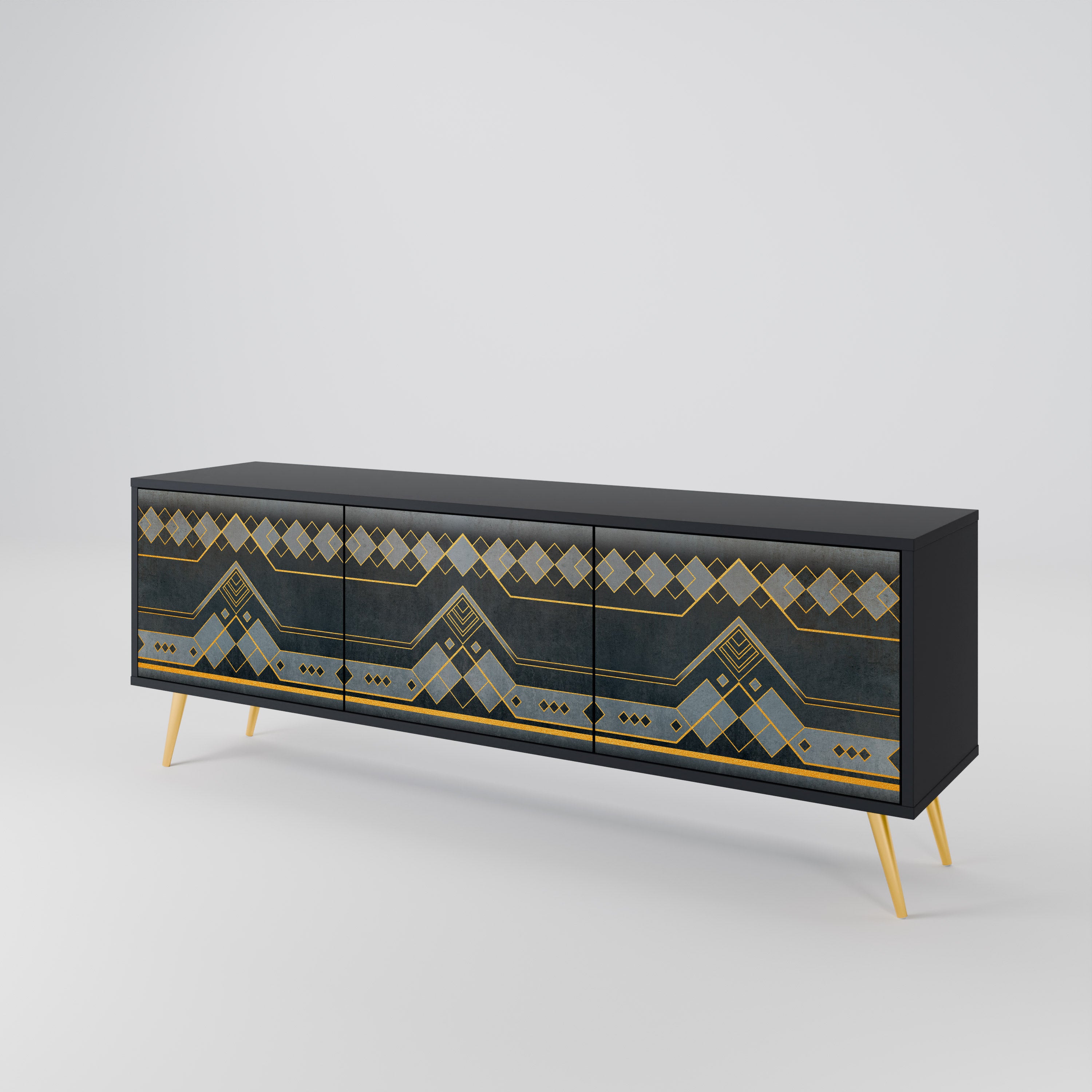 Mueble de TV de 3 puertas ROYAL ORDINARINESS en acabado negro