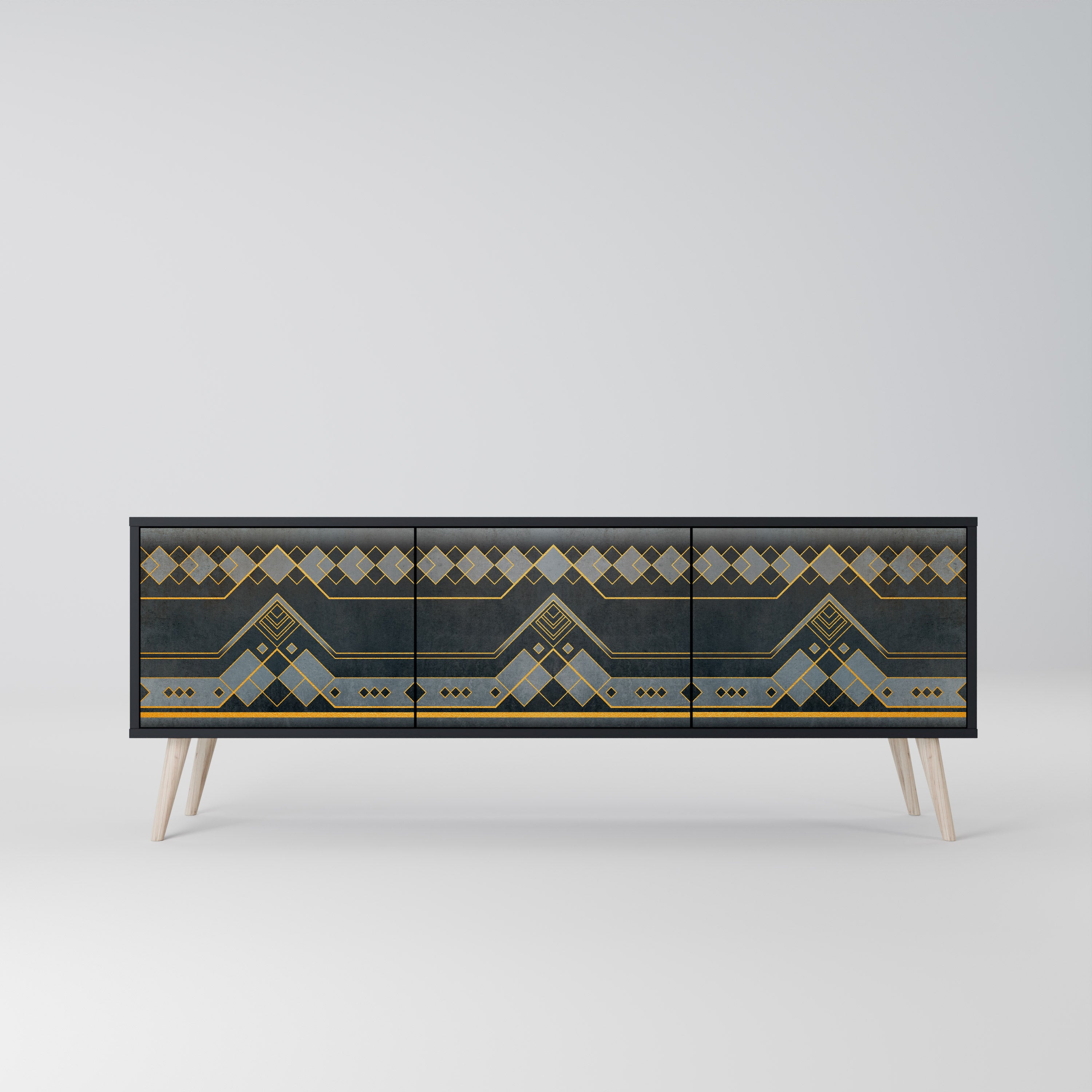 Mueble de TV de 3 puertas ROYAL ORDINARINESS en acabado negro