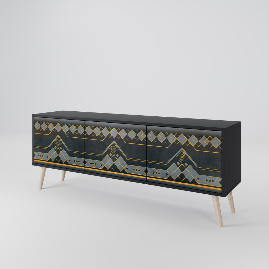 Mueble de TV de 3 puertas ROYAL ORDINARINESS en acabado negro