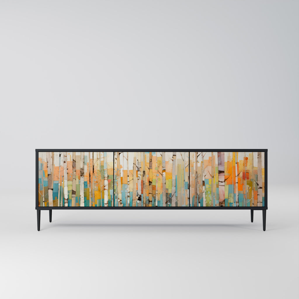 BIRCH KALEIDOSCOPE 3-Door TV Stand in Black Finish
