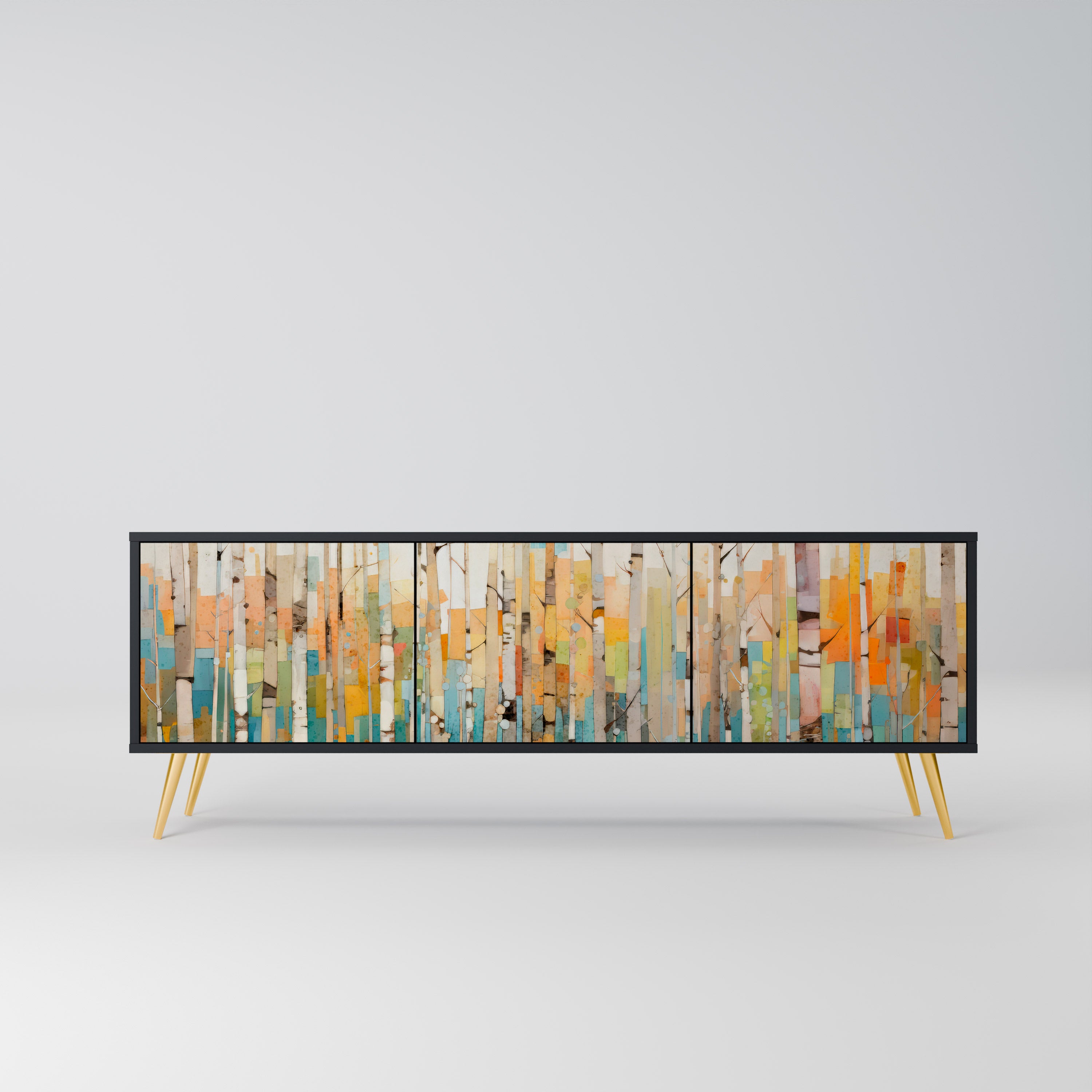 BIRCH KALEIDOSCOPE 3-Door TV Stand in Black Finish