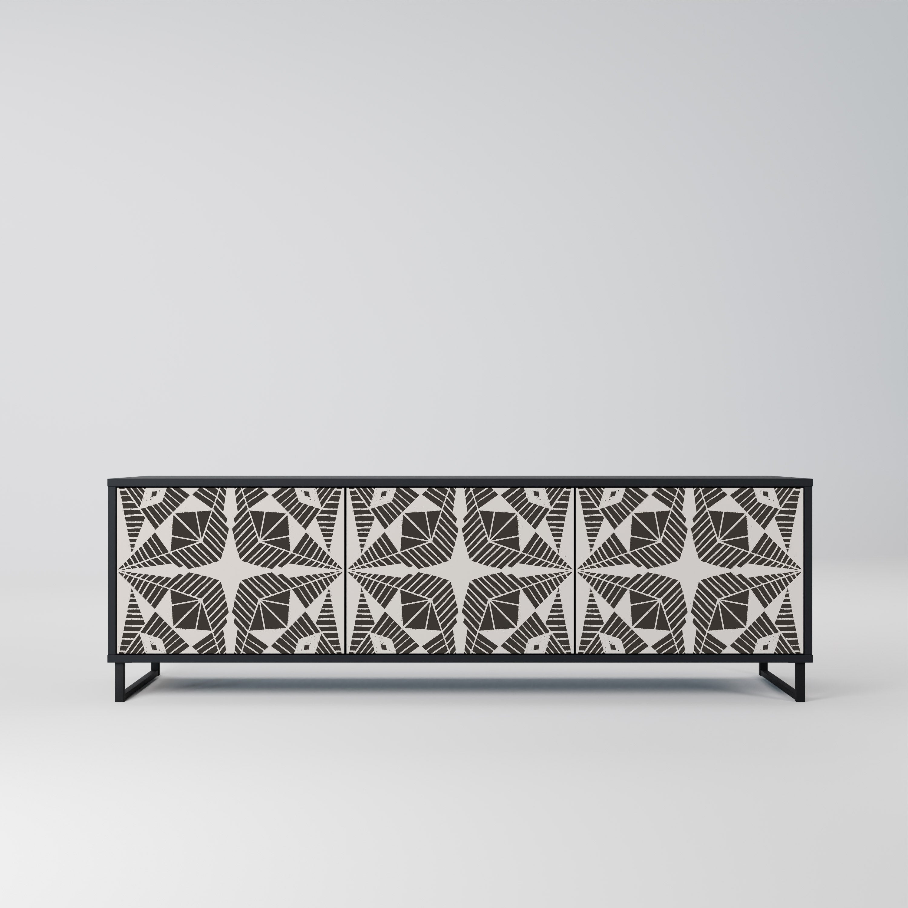 MONOCHROME NEXUS 3-Door TV Stand in Black Finish