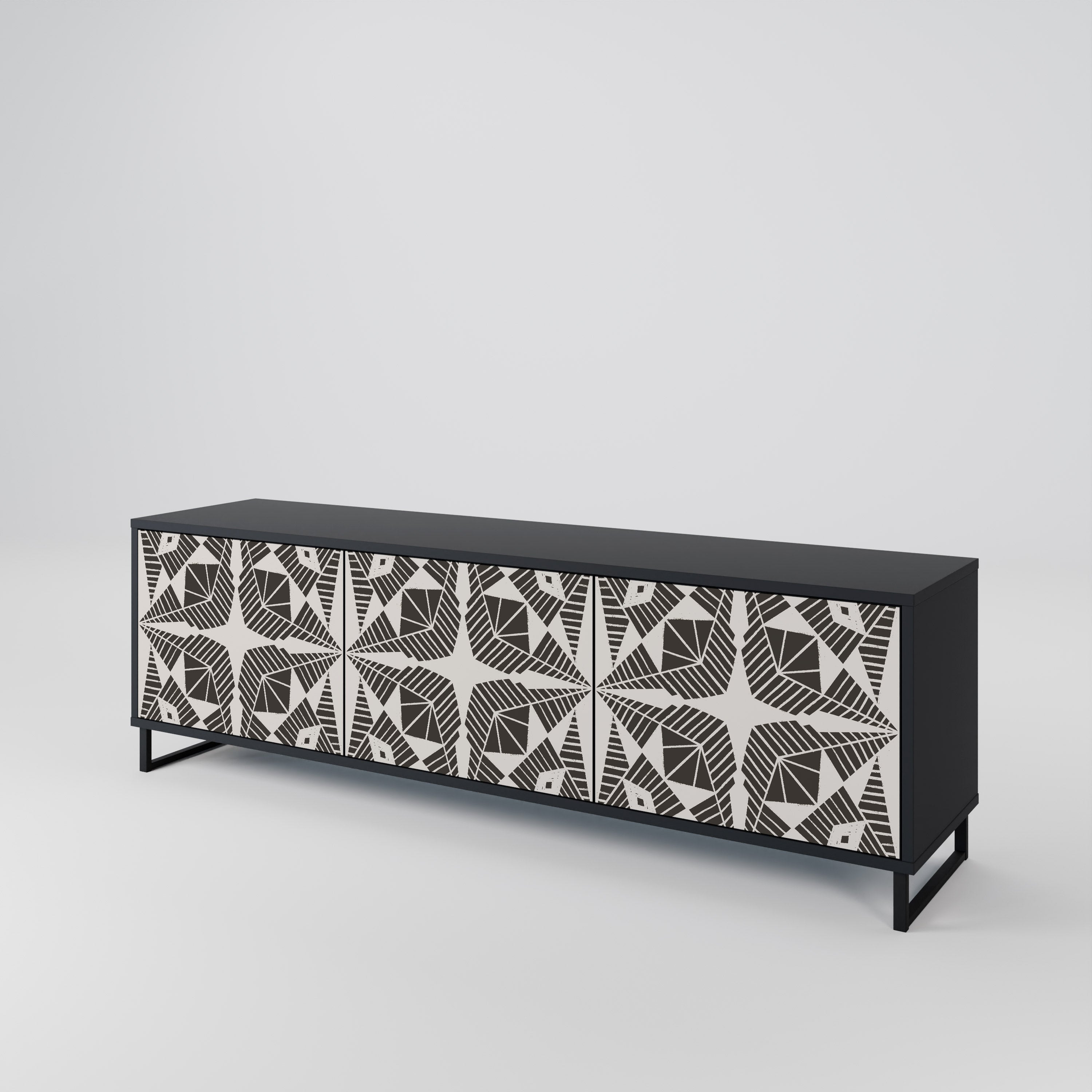MONOCHROME NEXUS 3-Door TV Stand in Black Finish