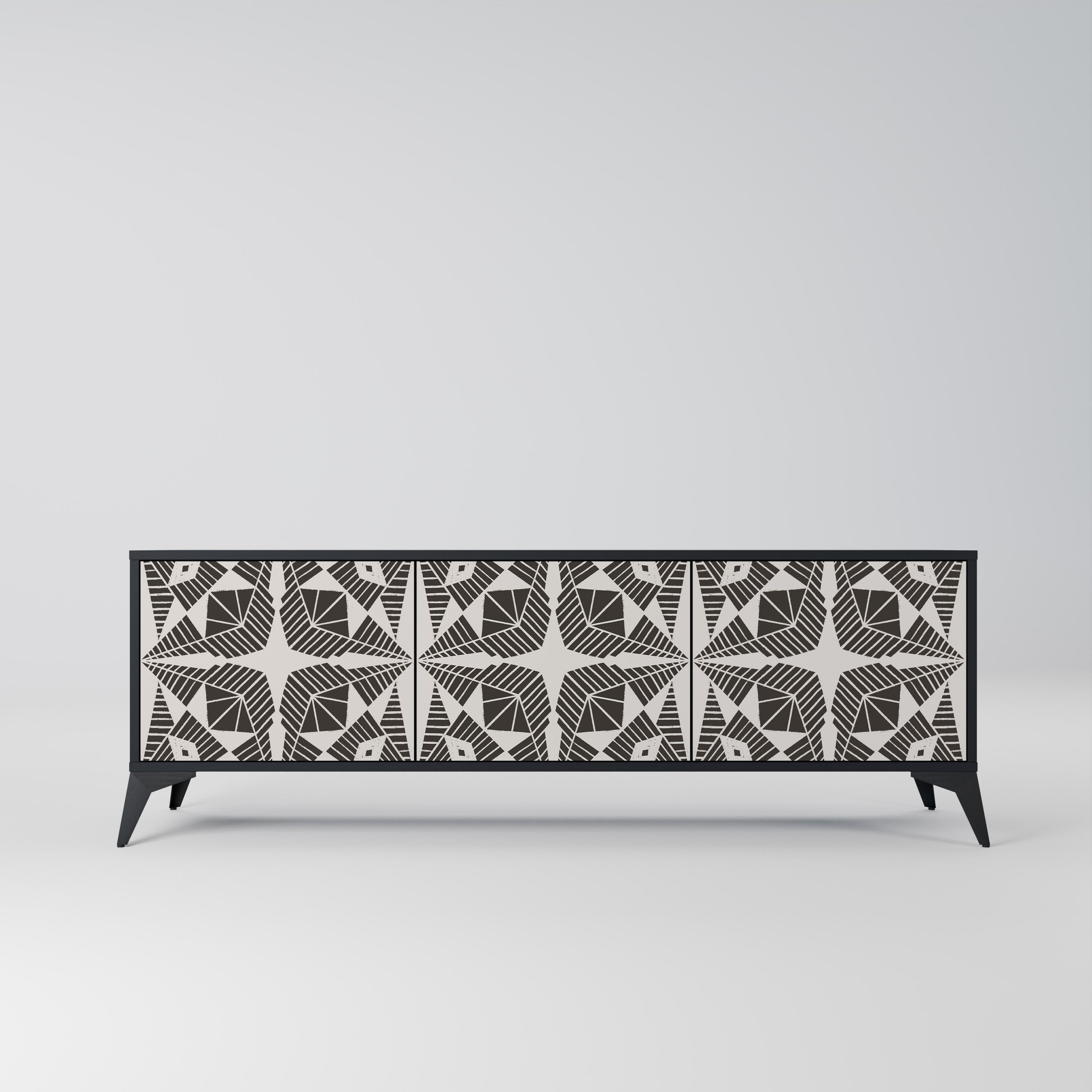 MONOCHROME NEXUS 3-Door TV Stand in Black Finish