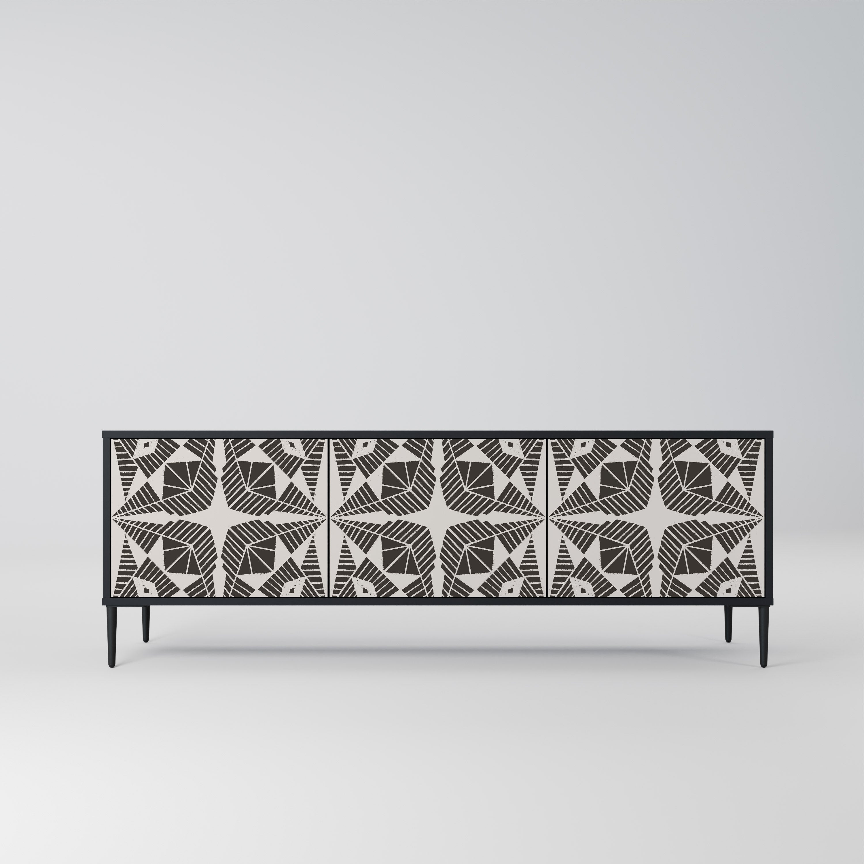 MONOCHROME NEXUS 3-Door TV Stand in Black Finish