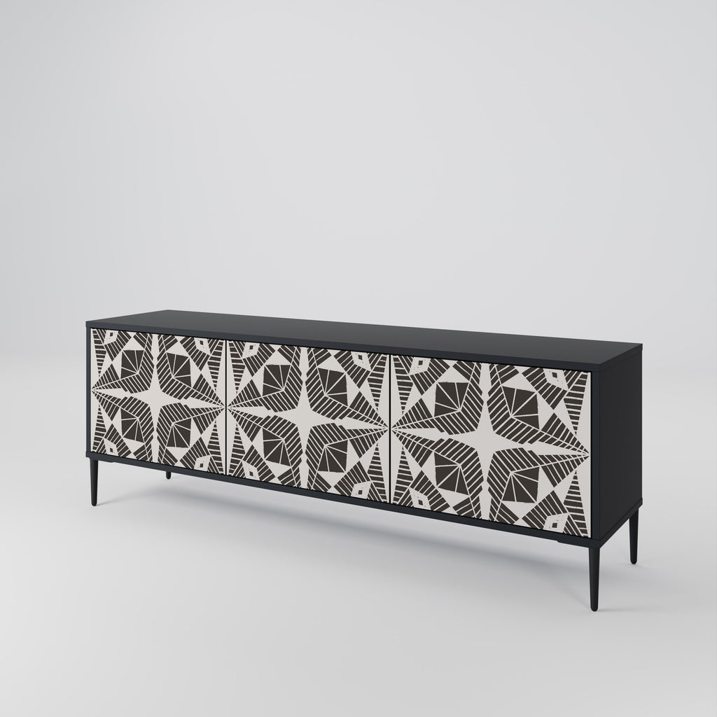 MONOCHROME NEXUS 3-Door TV Stand in Black Finish