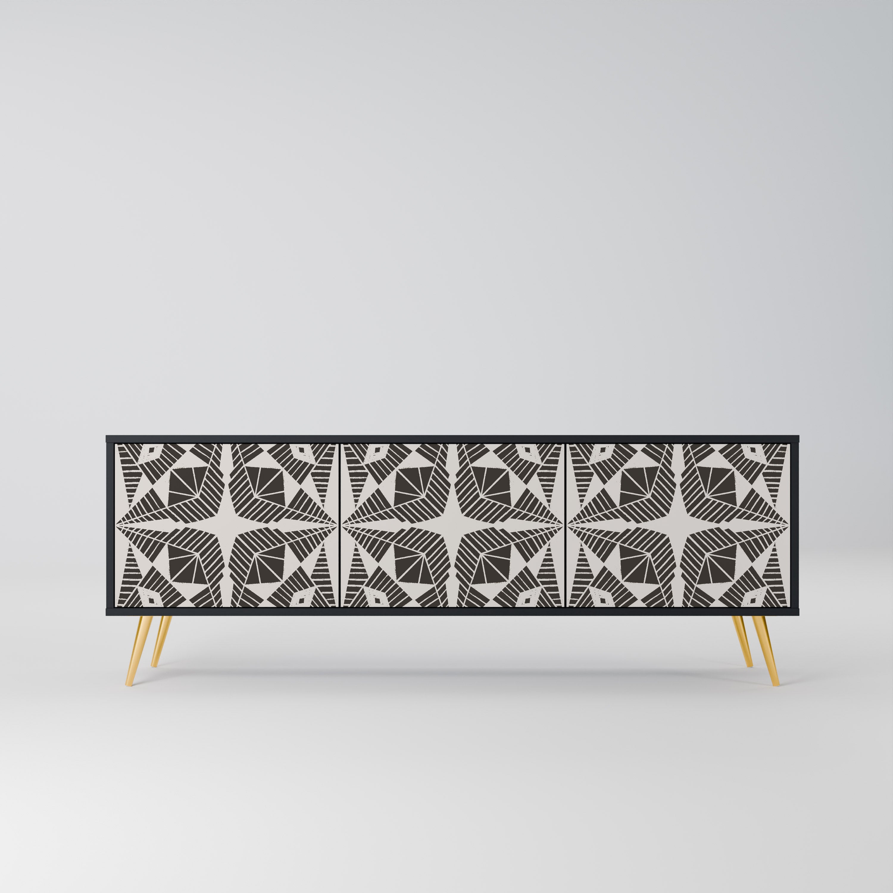 MONOCHROME NEXUS 3-Door TV Stand in Black Finish