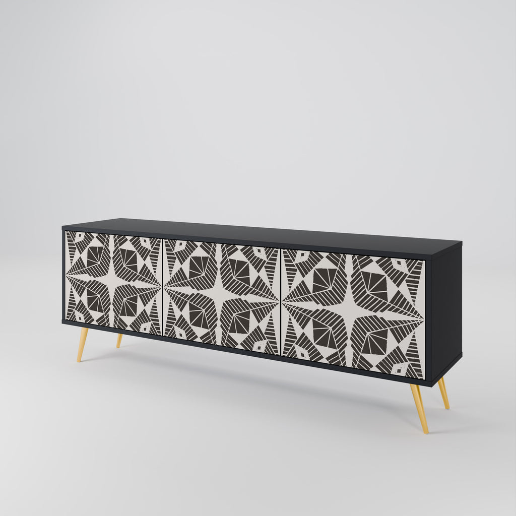 MONOCHROME NEXUS 3-Door TV Stand in Black Finish