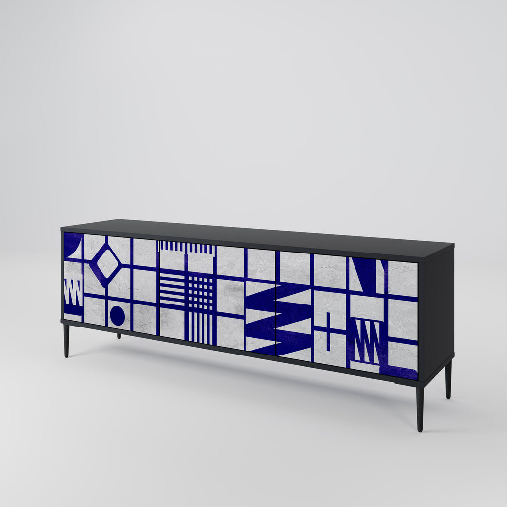 Mueble de TV de 3 puertas THE RIGHT PLACES con acabado negro