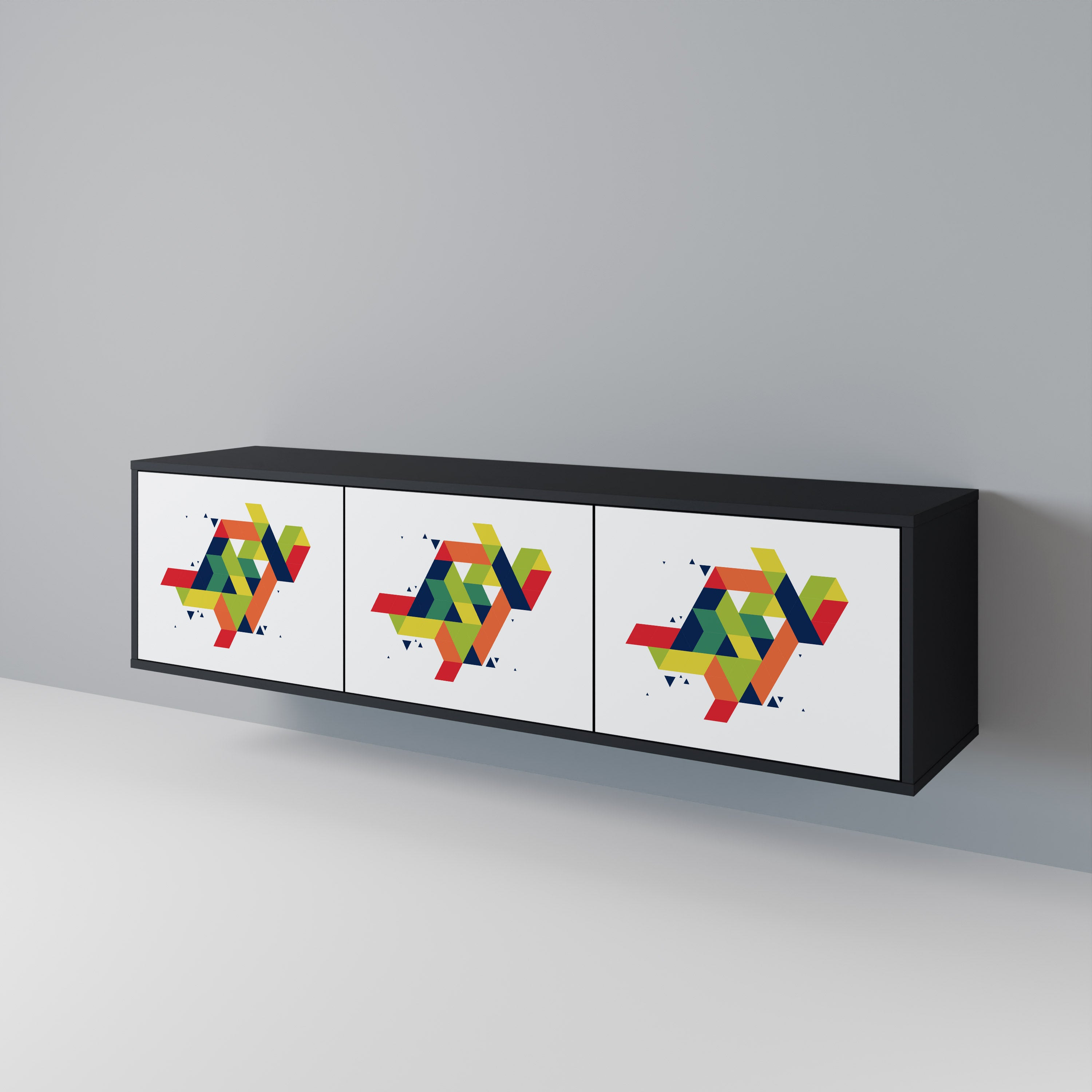Mueble de TV de 3 puertas FUTURE SIGN con acabado negro