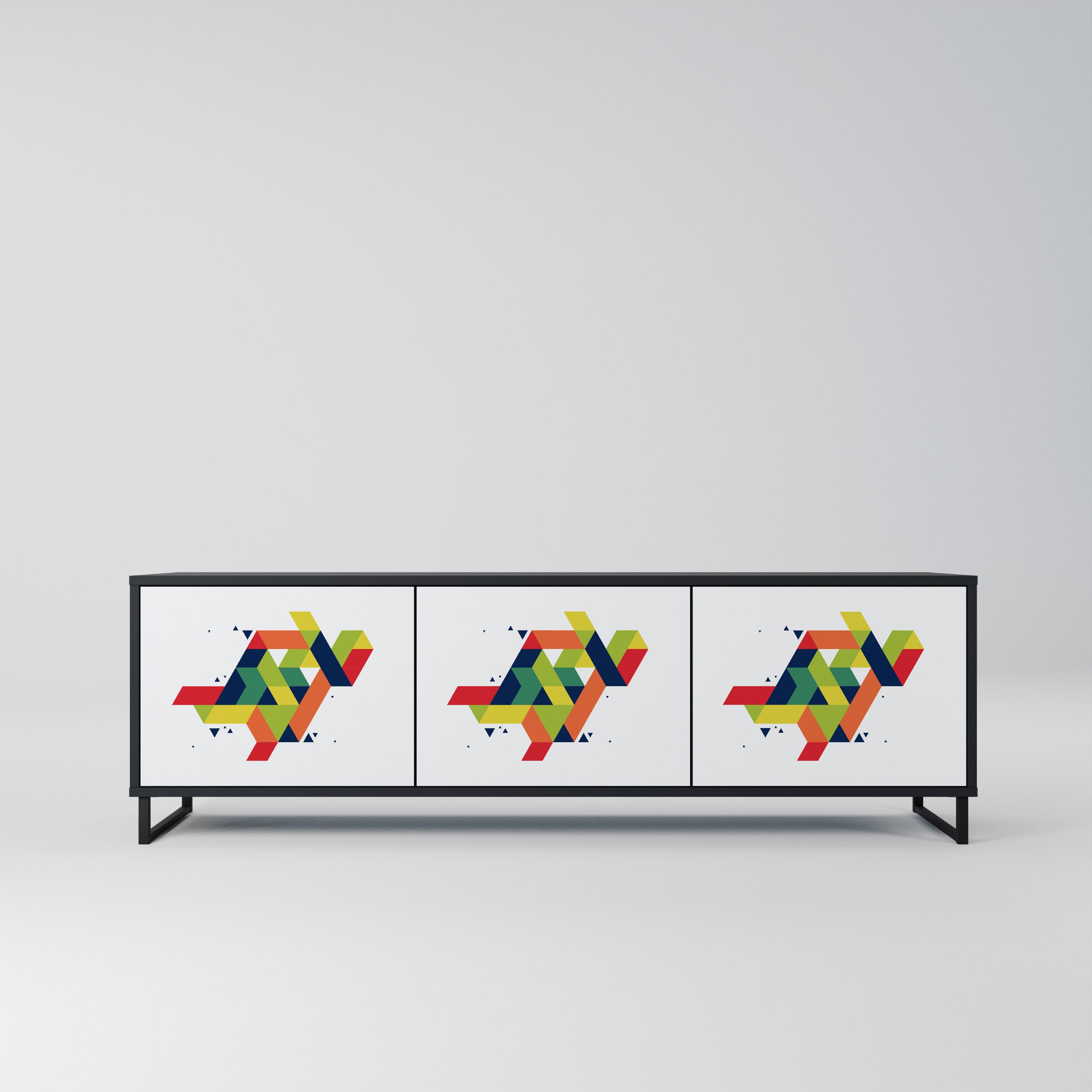Mueble de TV de 3 puertas FUTURE SIGN con acabado negro