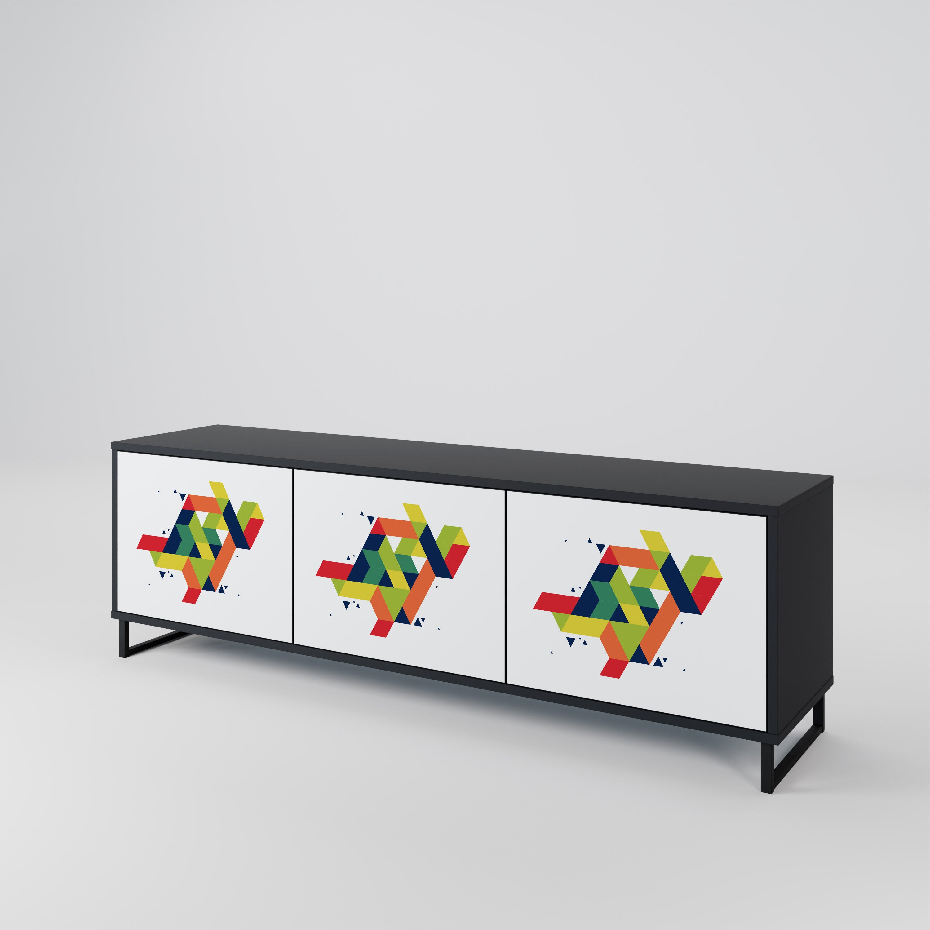 Mueble de TV de 3 puertas FUTURE SIGN con acabado negro