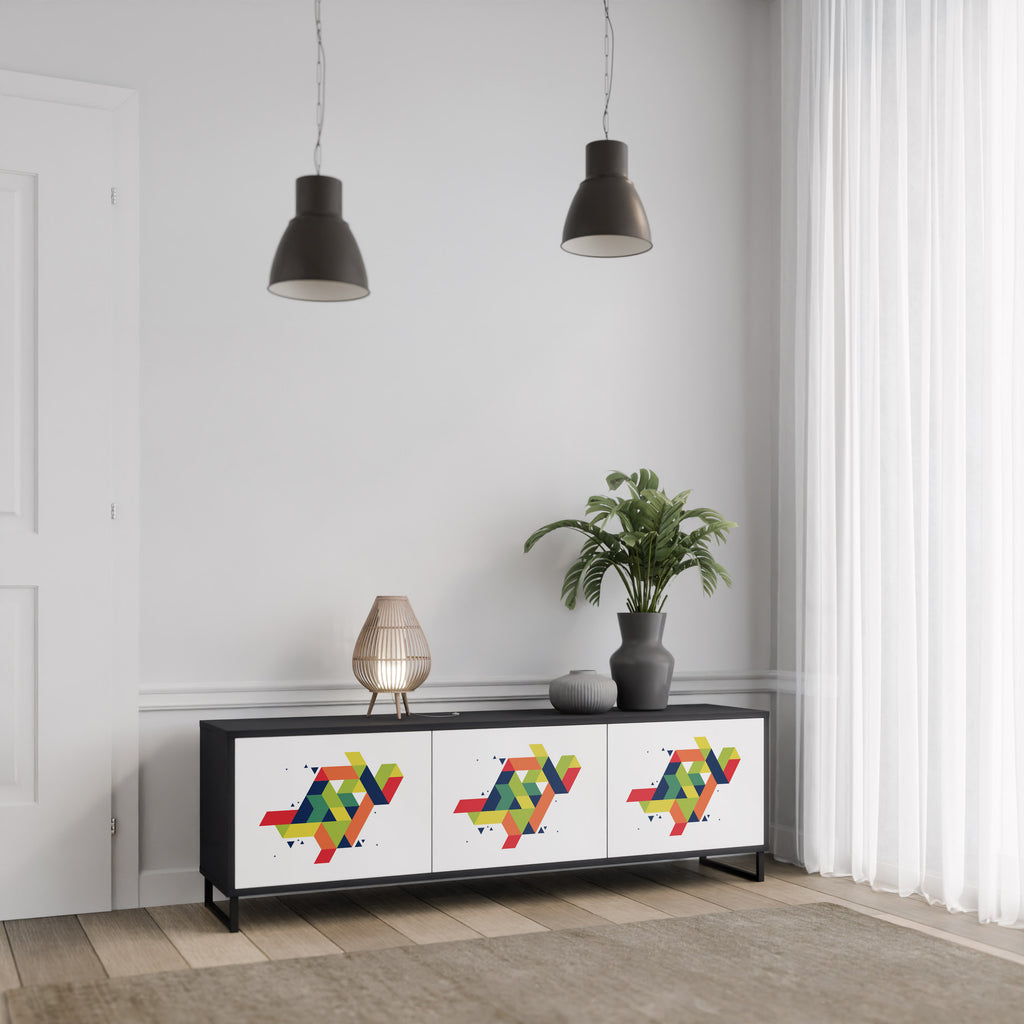 Mueble de TV de 3 puertas FUTURE SIGN con acabado negro