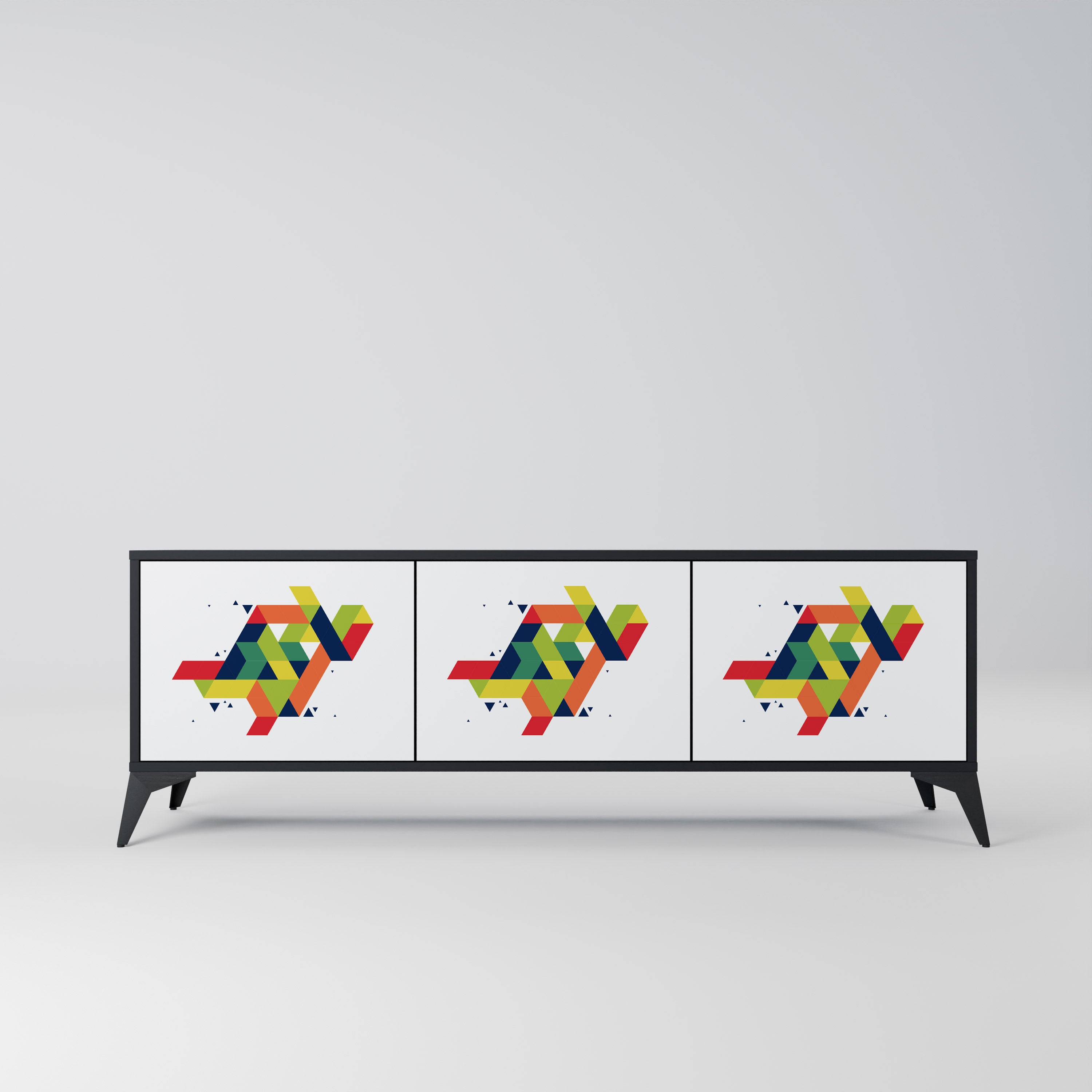 Mueble de TV de 3 puertas FUTURE SIGN con acabado negro