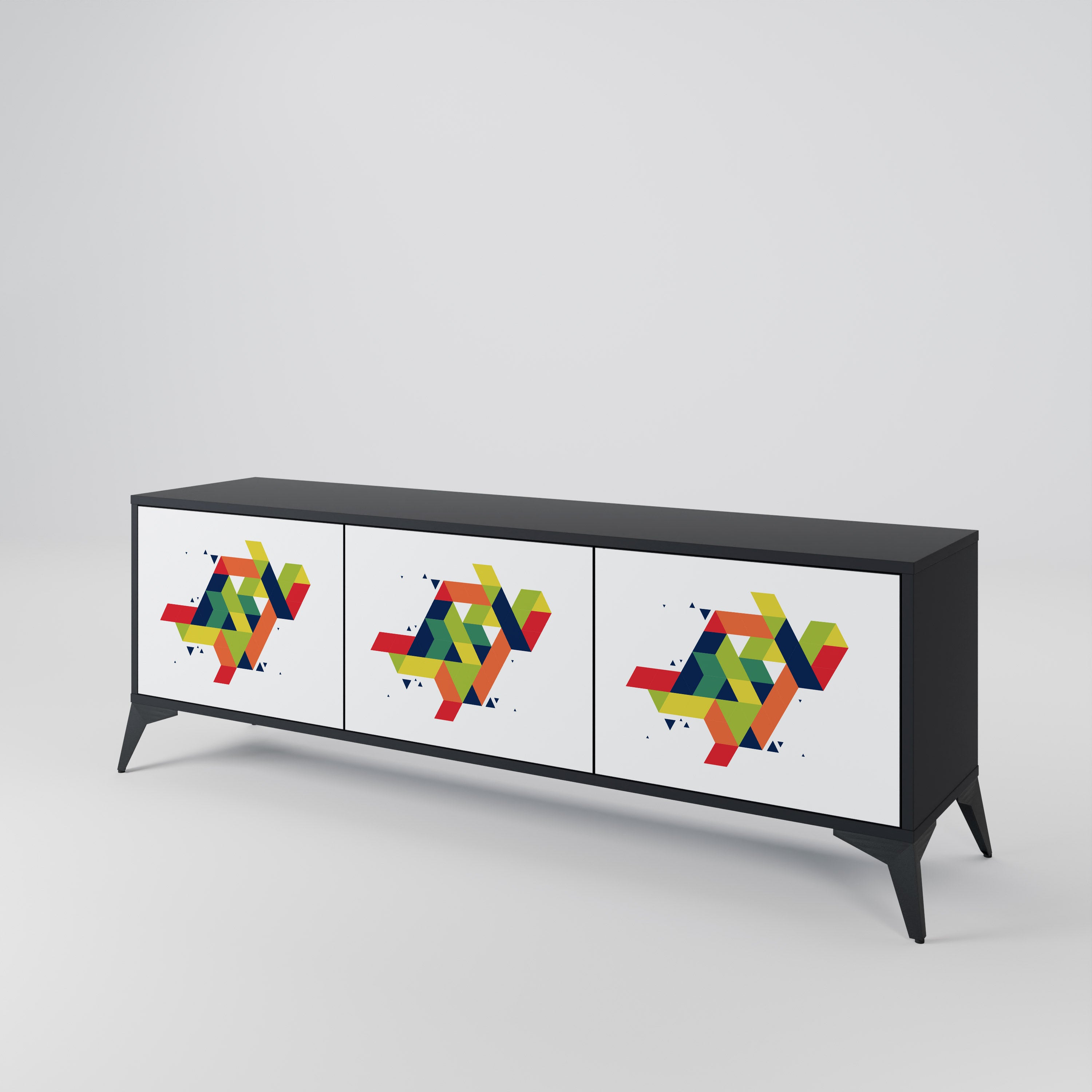 Mueble de TV de 3 puertas FUTURE SIGN con acabado negro