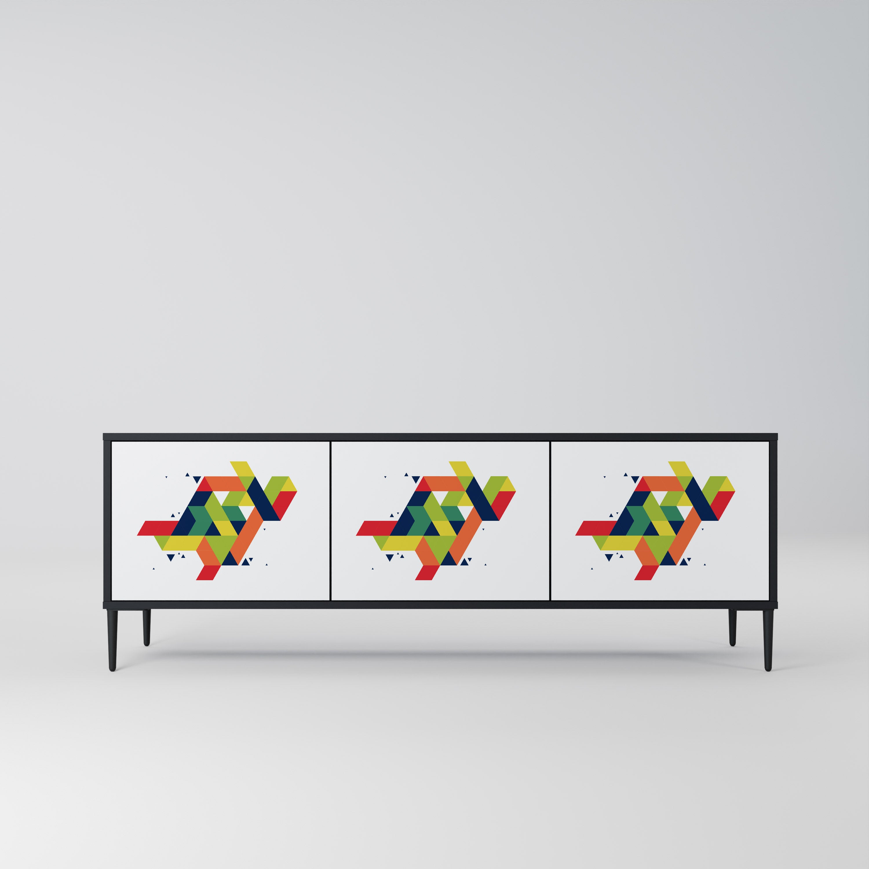 Mueble de TV de 3 puertas FUTURE SIGN con acabado negro