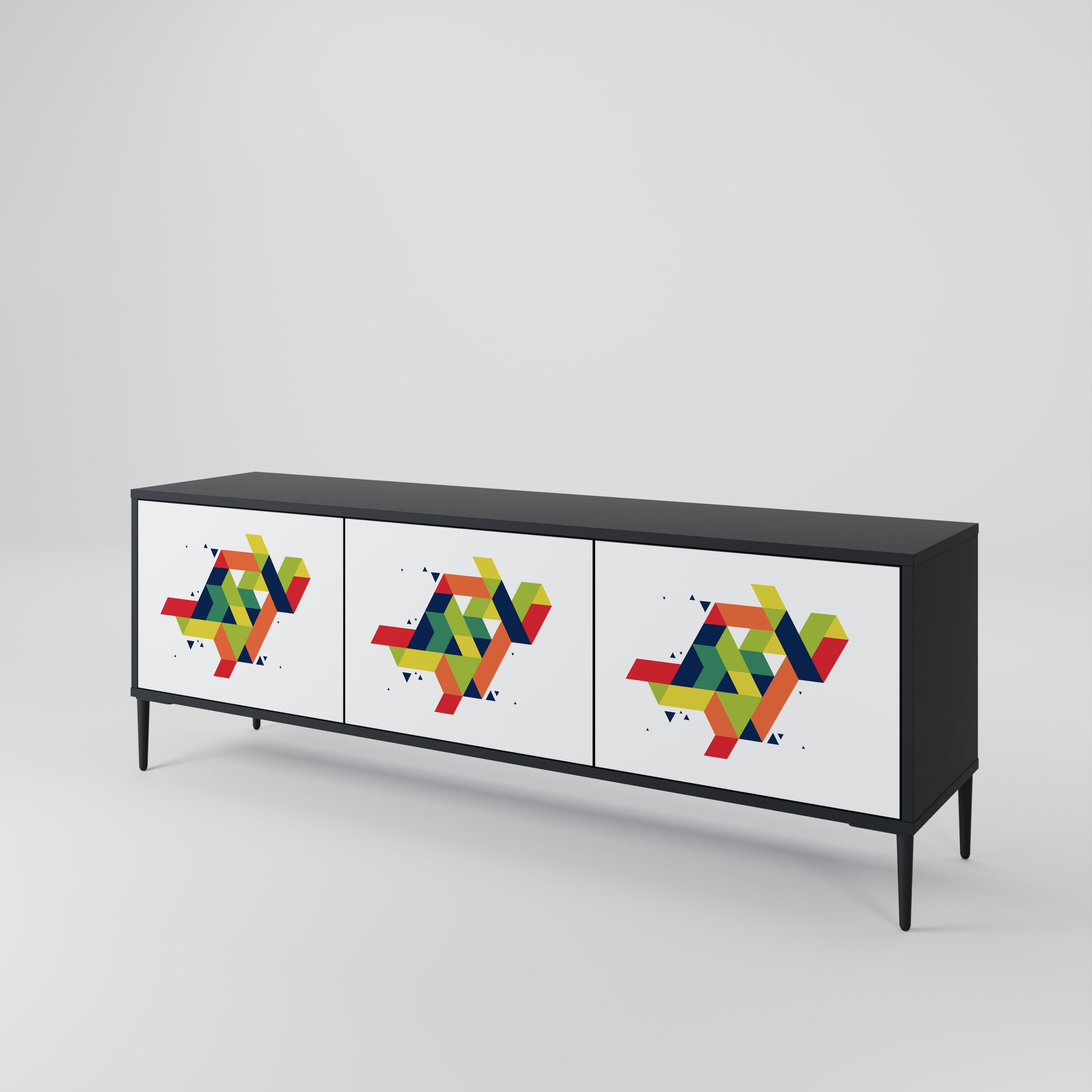 Mueble de TV de 3 puertas FUTURE SIGN con acabado negro