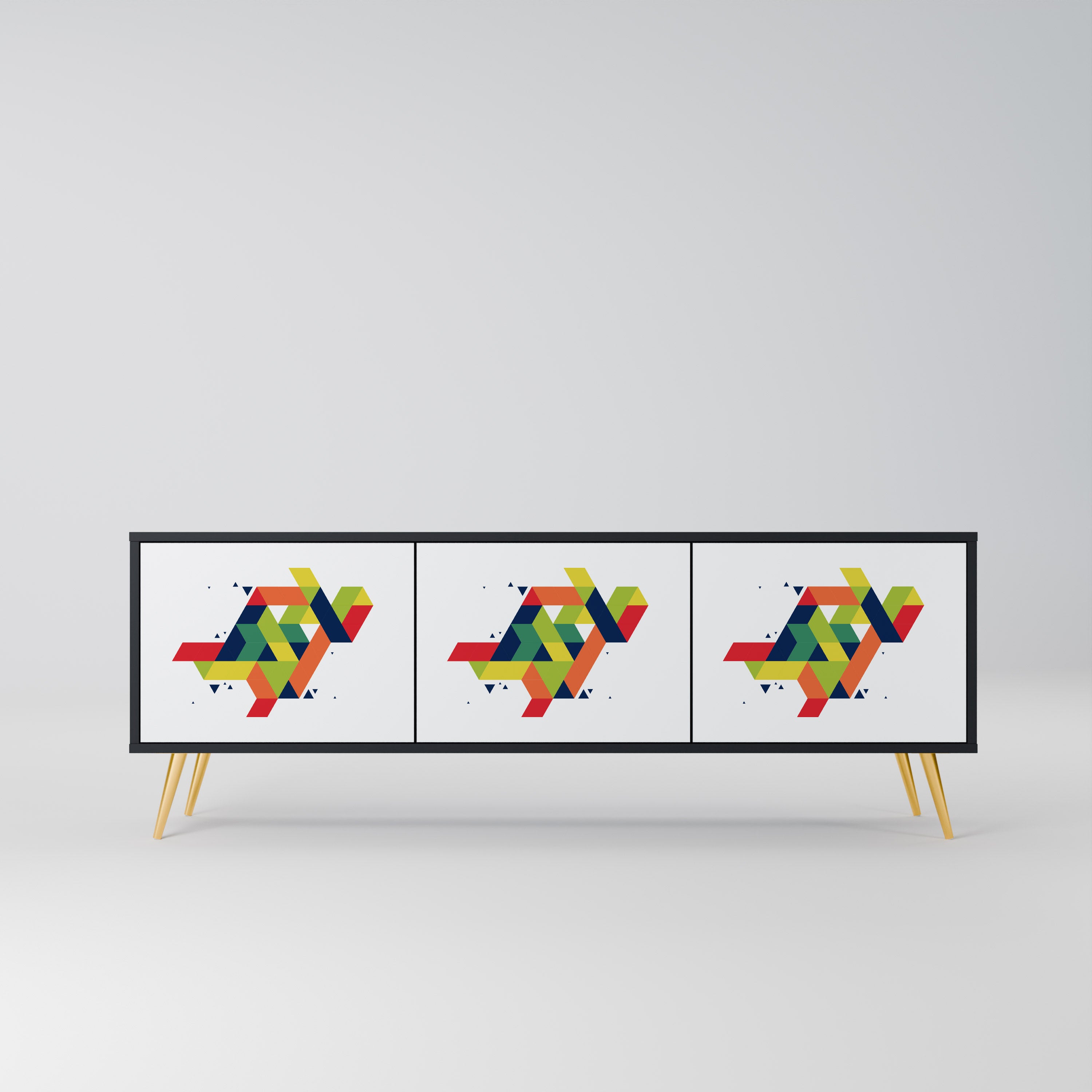 Mueble de TV de 3 puertas FUTURE SIGN con acabado negro