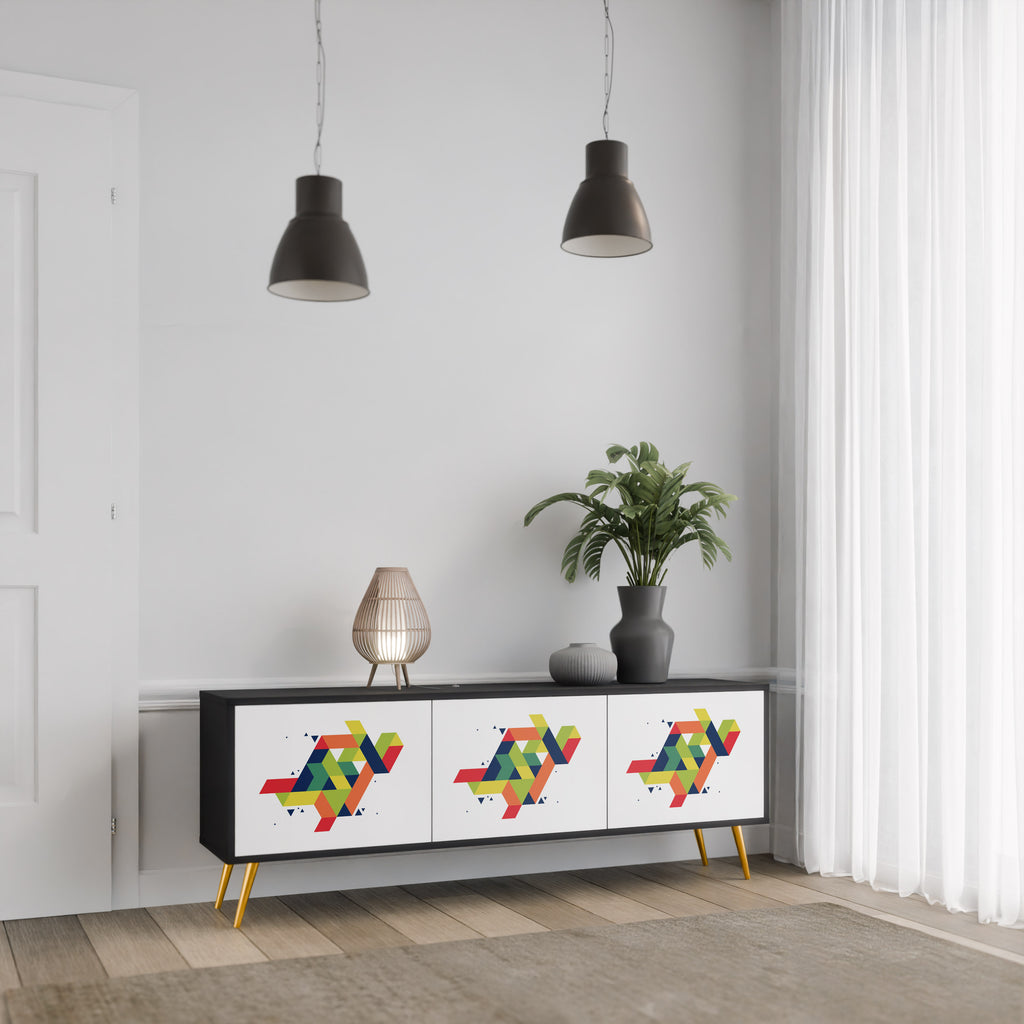 Mueble de TV de 3 puertas FUTURE SIGN con acabado negro
