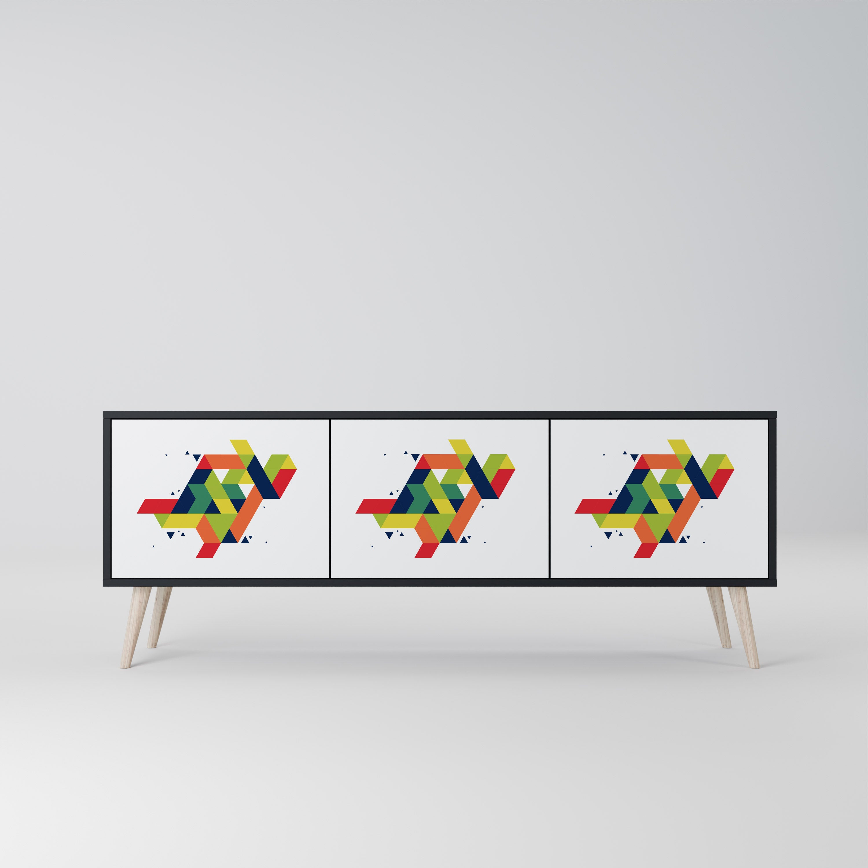 Mueble de TV de 3 puertas FUTURE SIGN con acabado negro