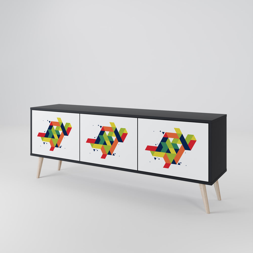 Mueble de TV de 3 puertas FUTURE SIGN con acabado negro