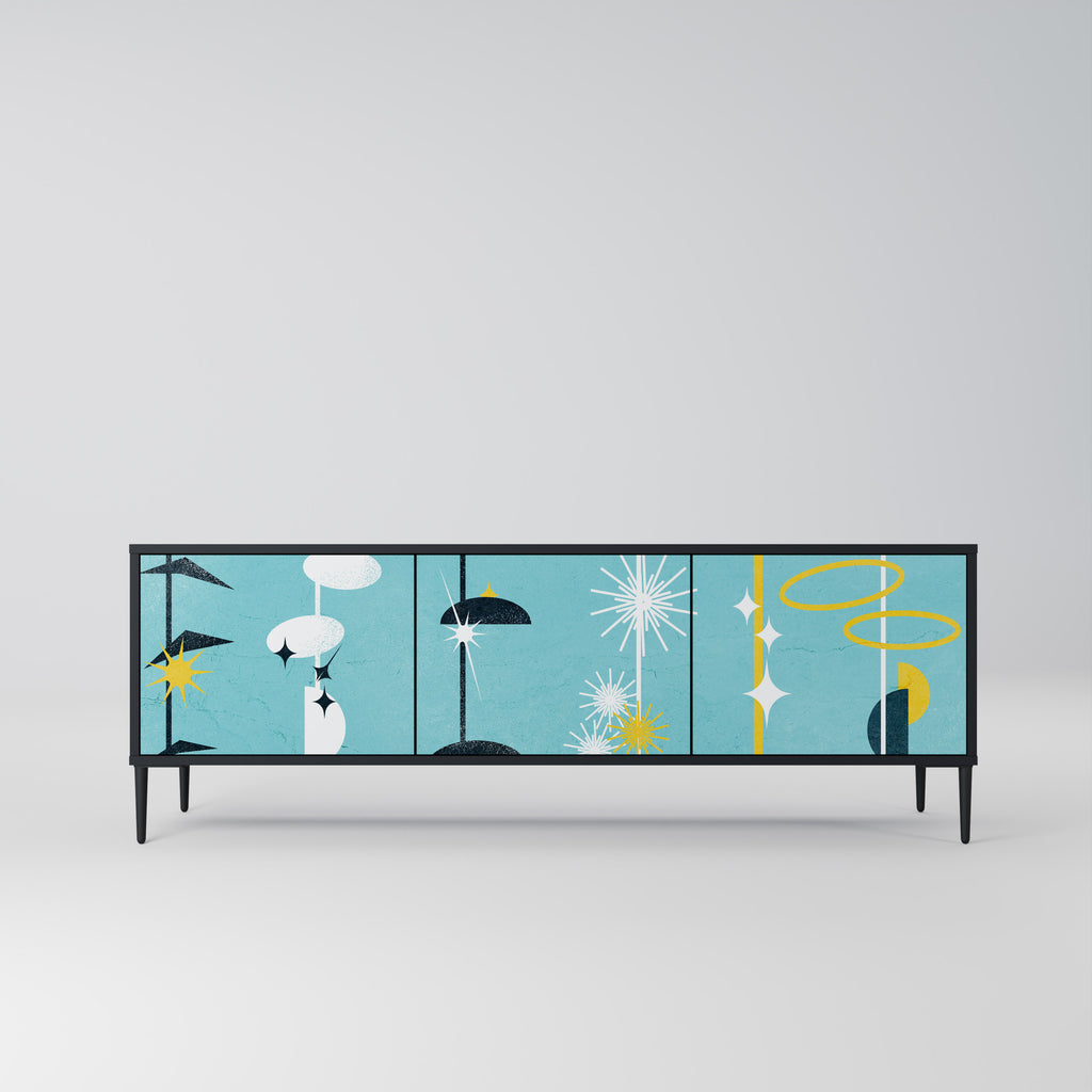 CAMINOS A LA FELICIDAD Mueble de TV de 3 puertas en acabado negro