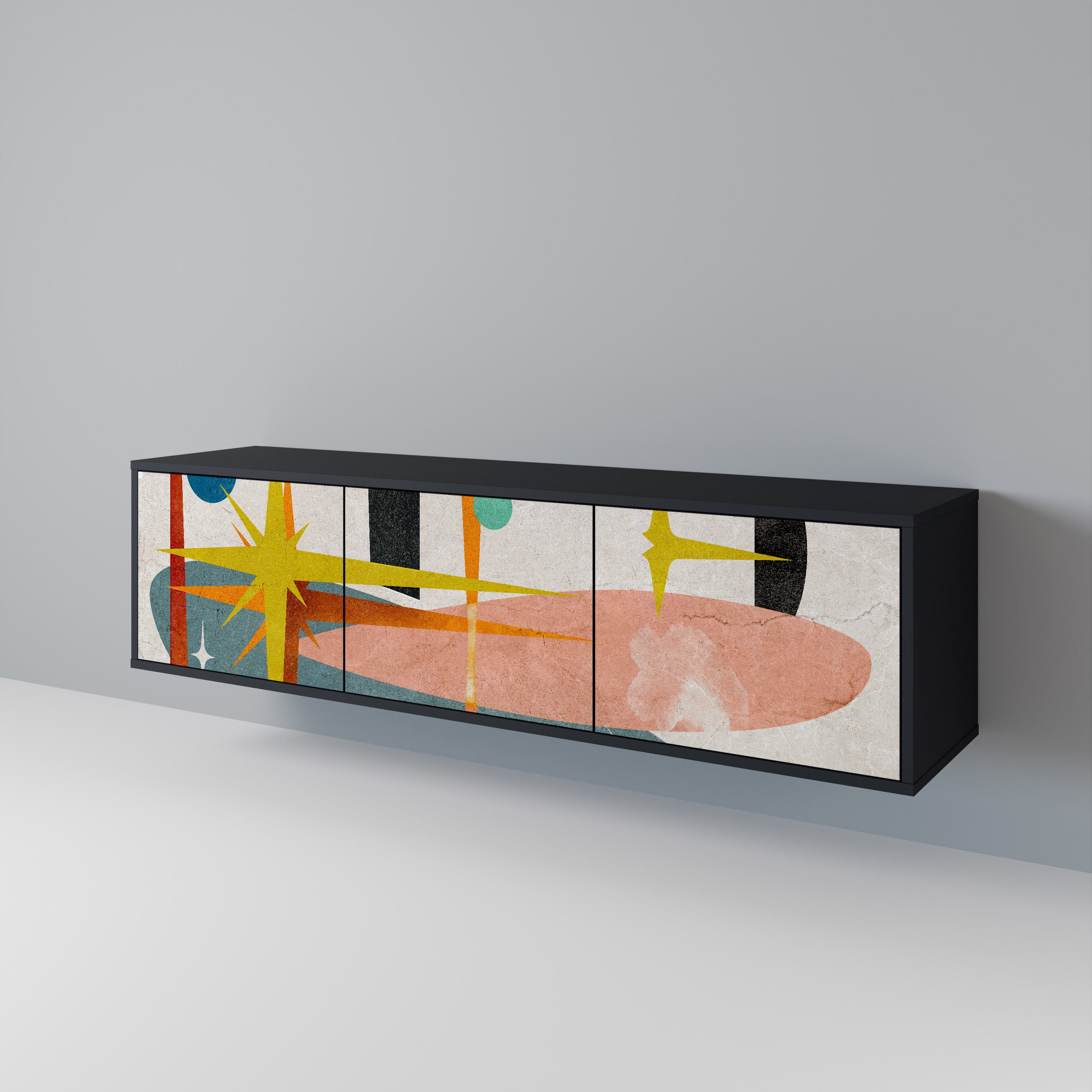 Mueble de TV INTERSTELLAR VIBES de 3 puertas con acabado negro