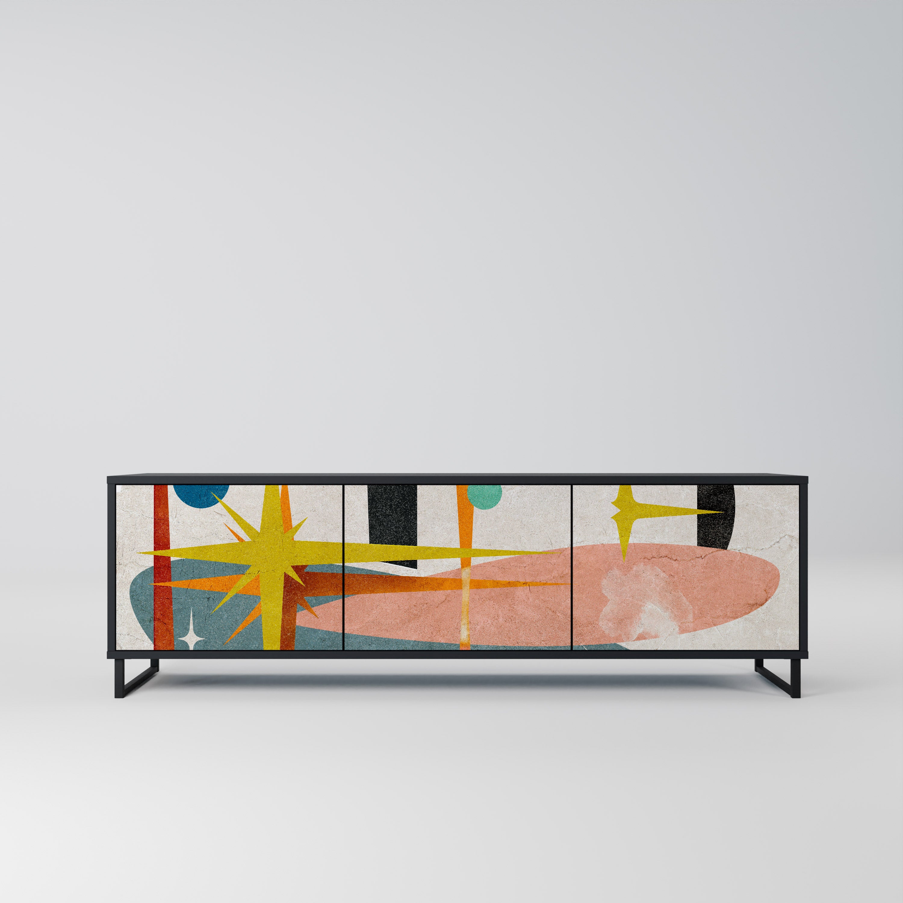 Mueble de TV INTERSTELLAR VIBES de 3 puertas con acabado negro