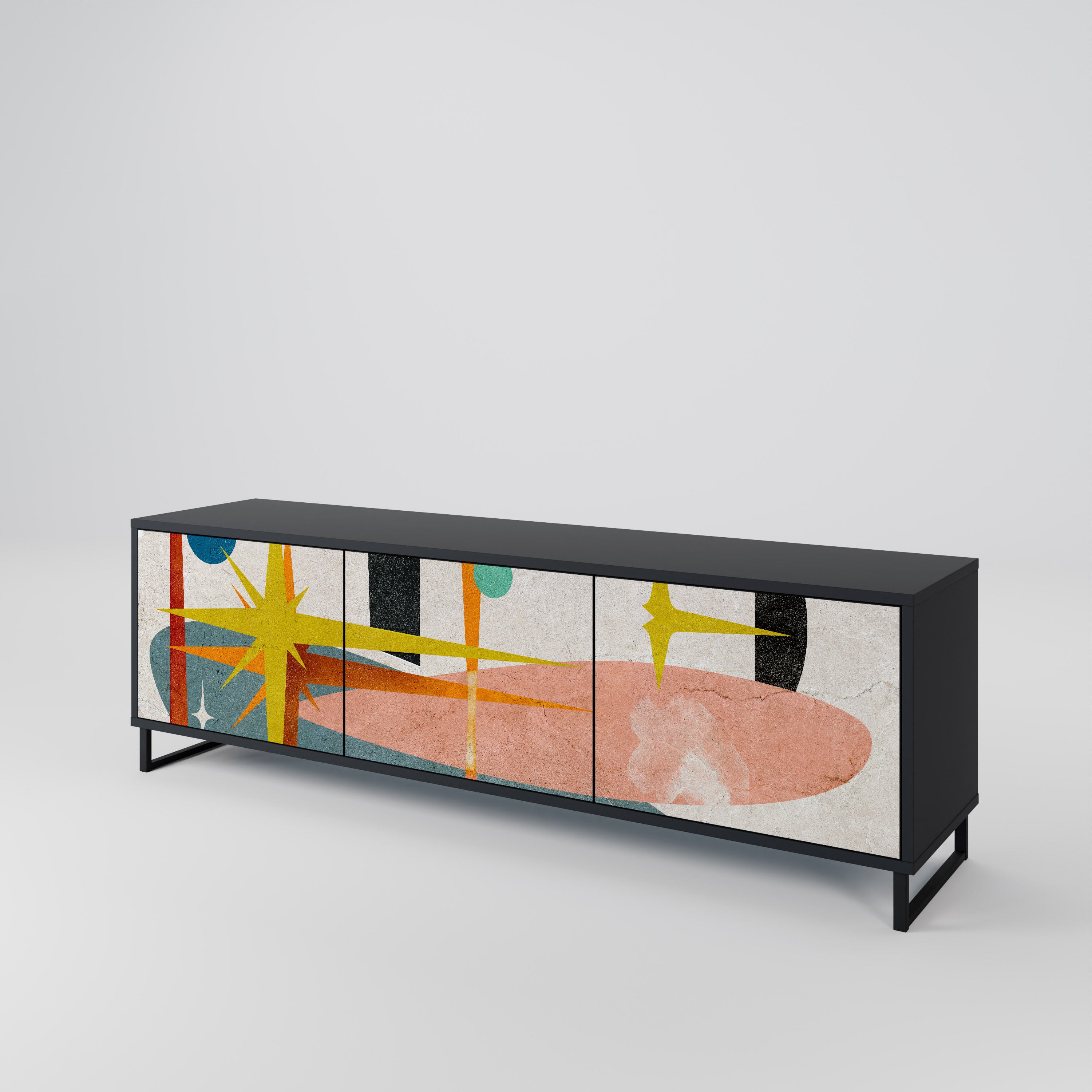 Mueble de TV INTERSTELLAR VIBES de 3 puertas con acabado negro