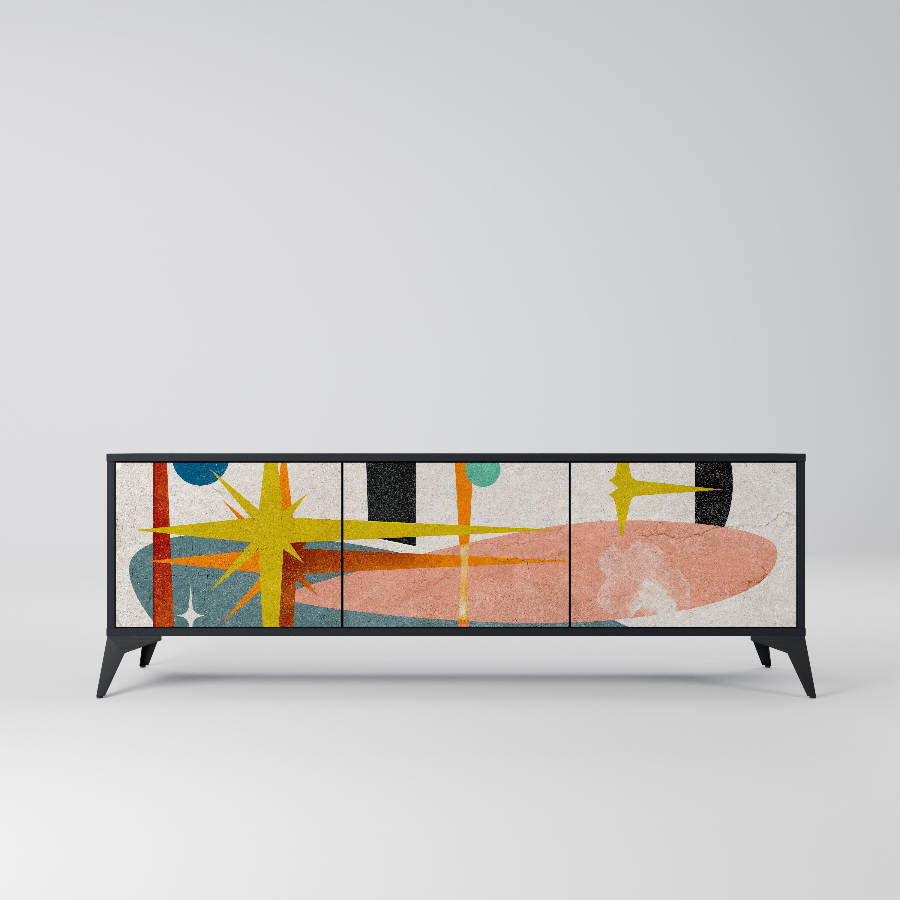 Mueble de TV INTERSTELLAR VIBES de 3 puertas con acabado negro