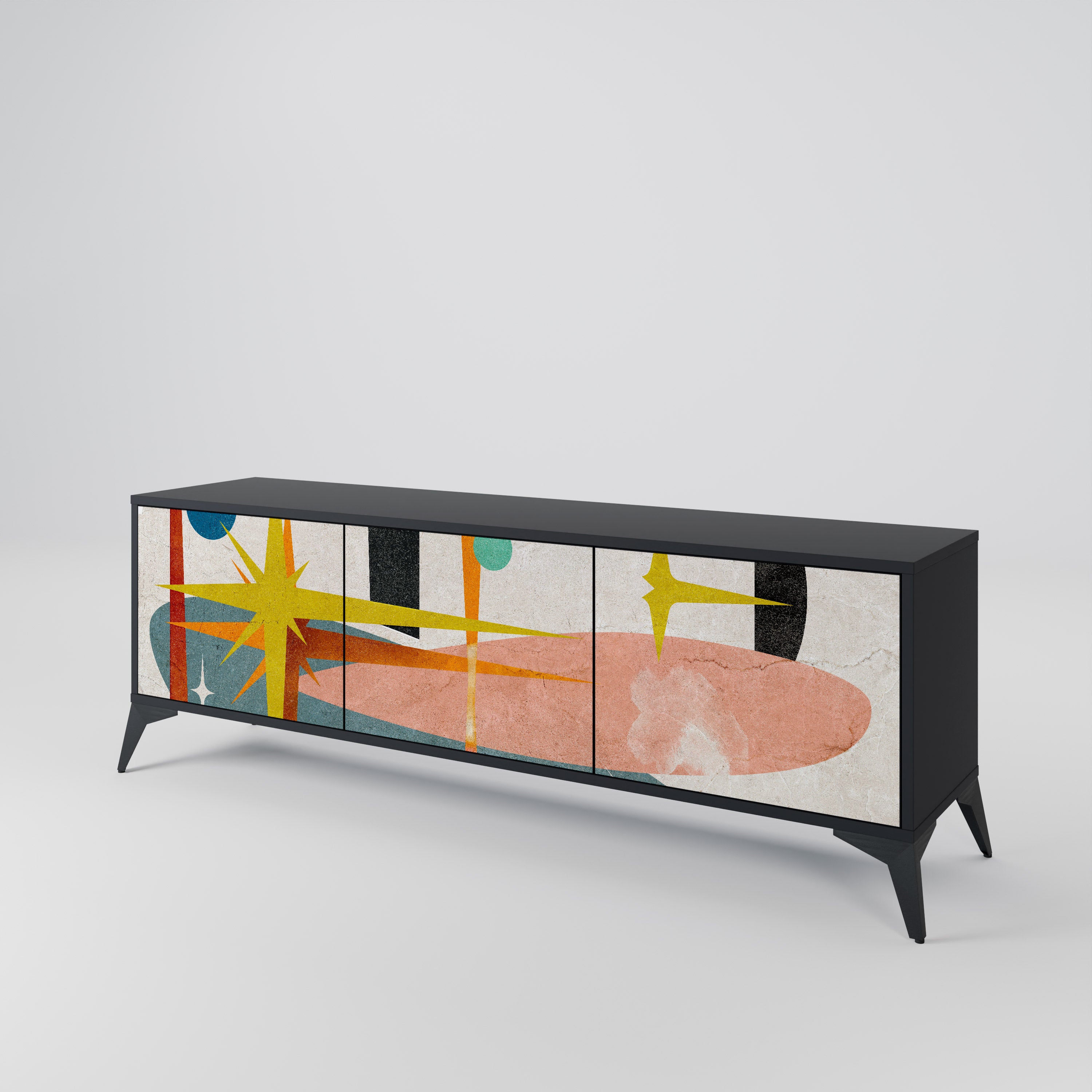Mueble de TV INTERSTELLAR VIBES de 3 puertas con acabado negro