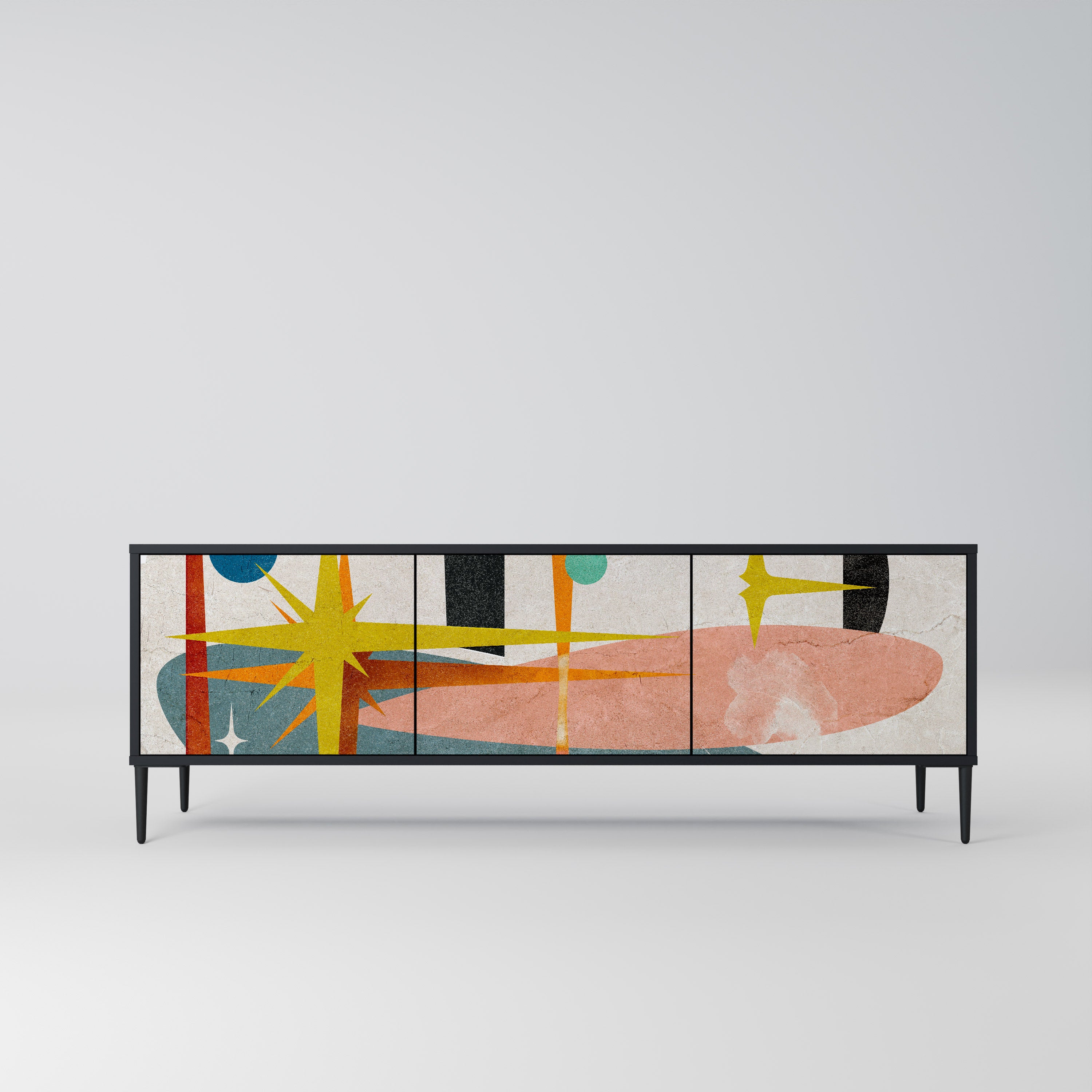 Mueble de TV INTERSTELLAR VIBES de 3 puertas con acabado negro