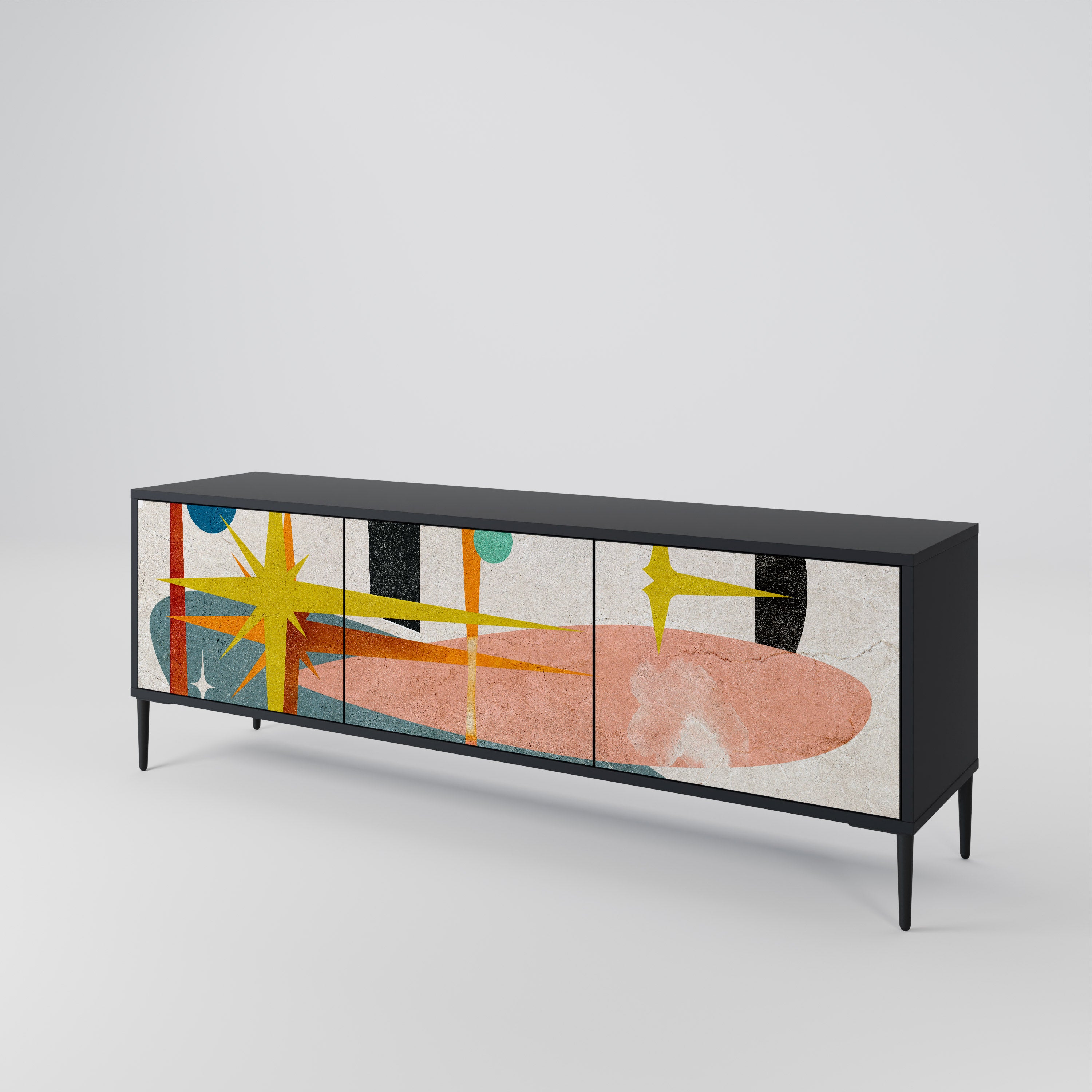 Mueble de TV INTERSTELLAR VIBES de 3 puertas con acabado negro