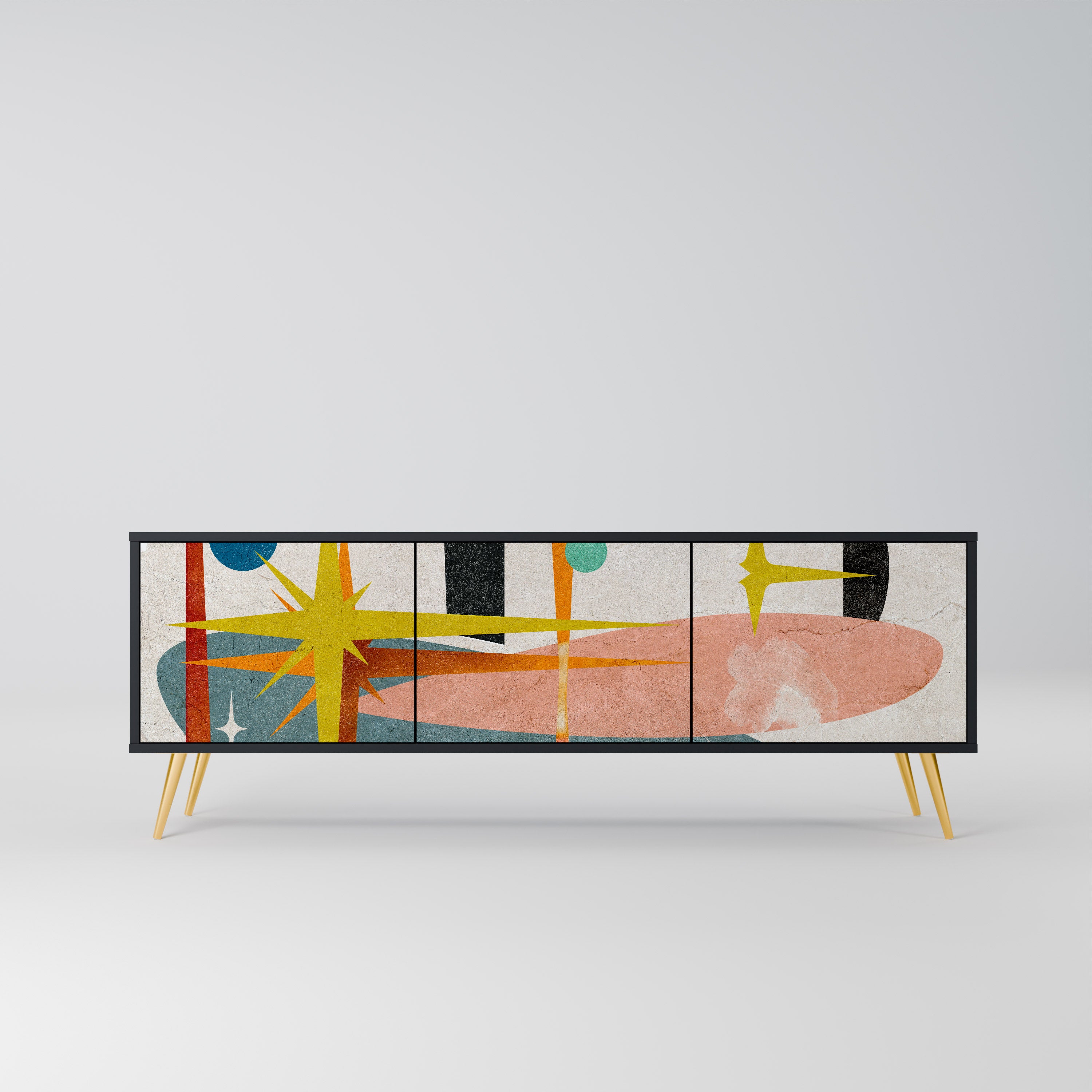 Mueble de TV INTERSTELLAR VIBES de 3 puertas con acabado negro