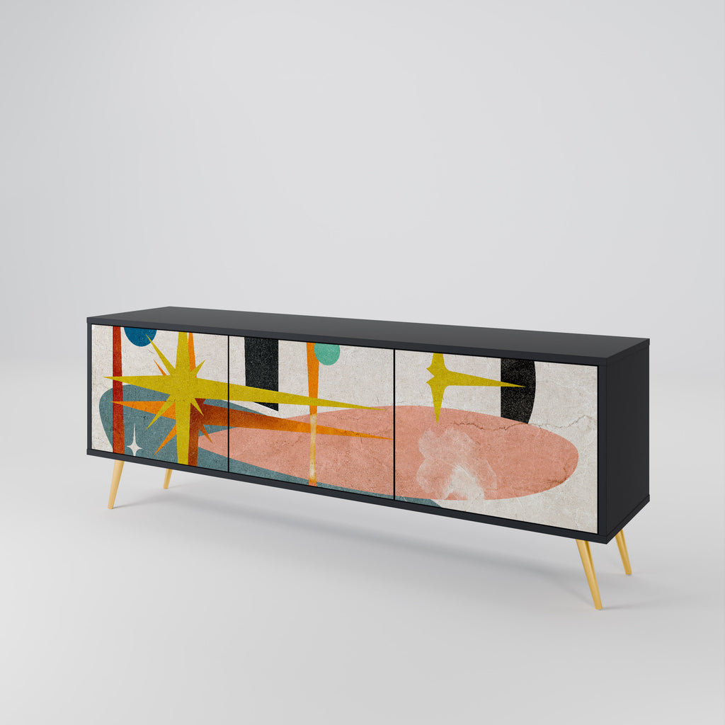 Mueble de TV INTERSTELLAR VIBES de 3 puertas con acabado negro